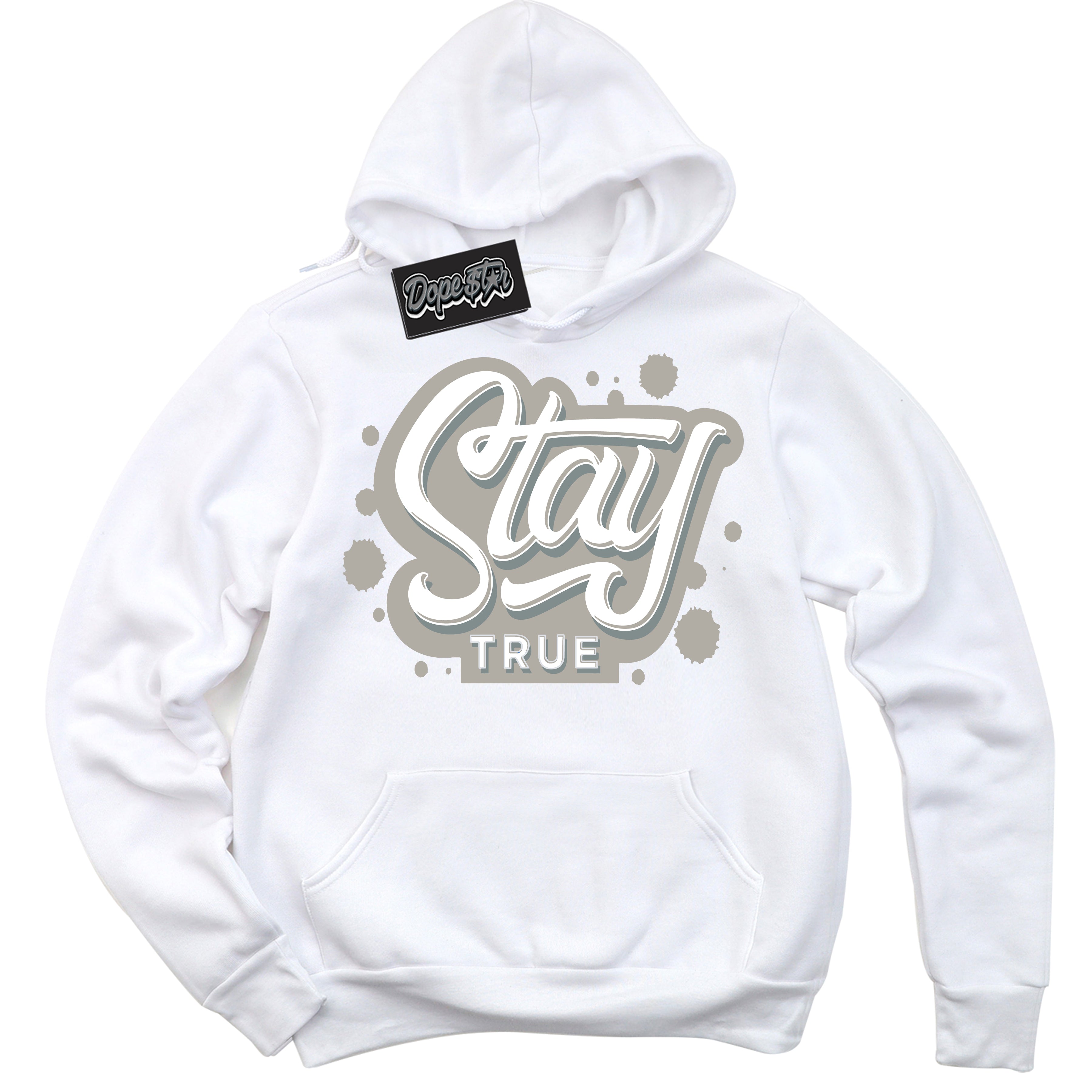 AJ9 Retro Cool Grey ‘Stay True’ – White Streetwear Hoodie | Sneaker Matching sweatshirt for AJ9 Retro Cool Grey | Men's and Women's Streetwear Graphic Hoodie by Sneaker Shirts Outlet