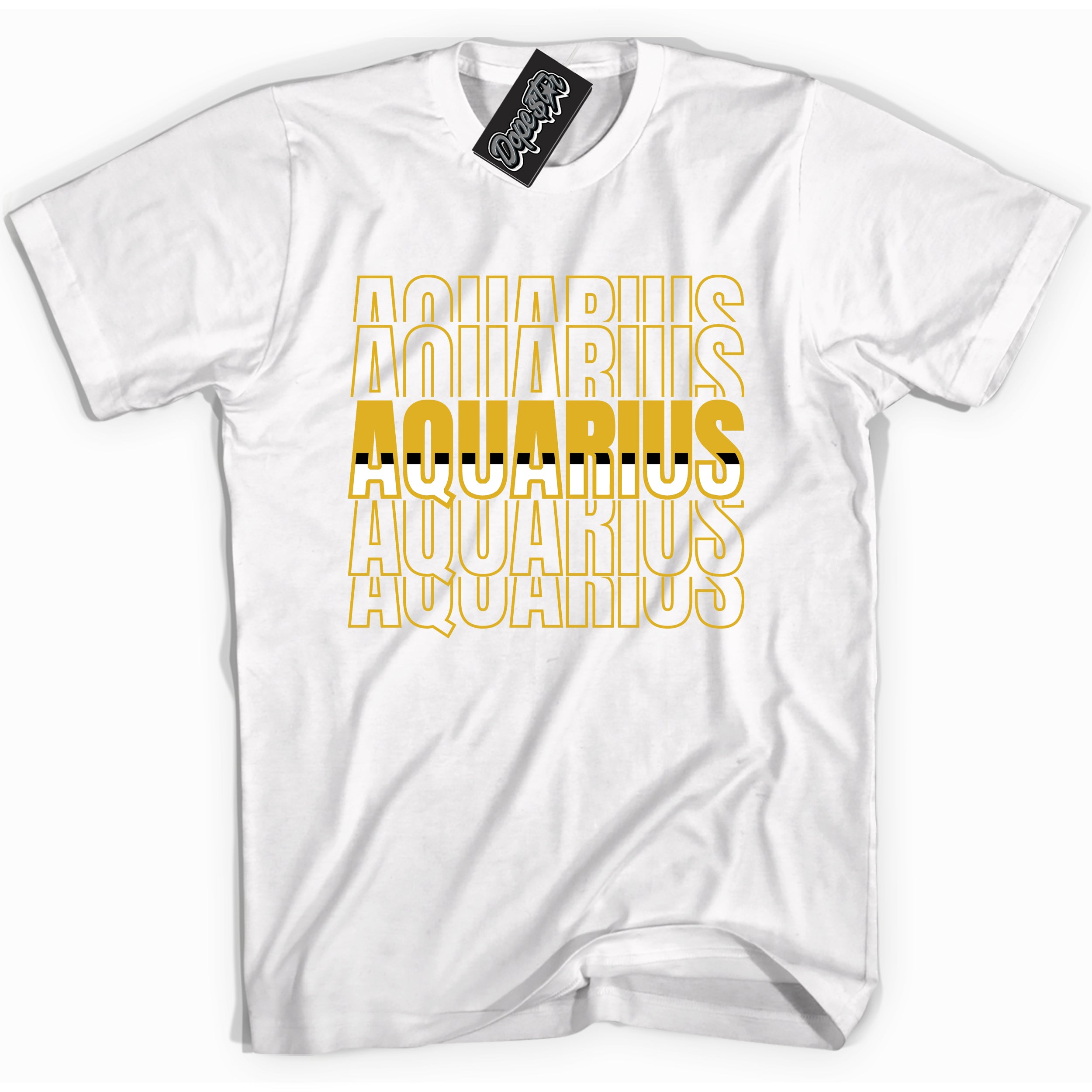 Cool White Shirt With Aquarius design That Perfectly Matches YELLOW OCHRE 6s Sneakers.