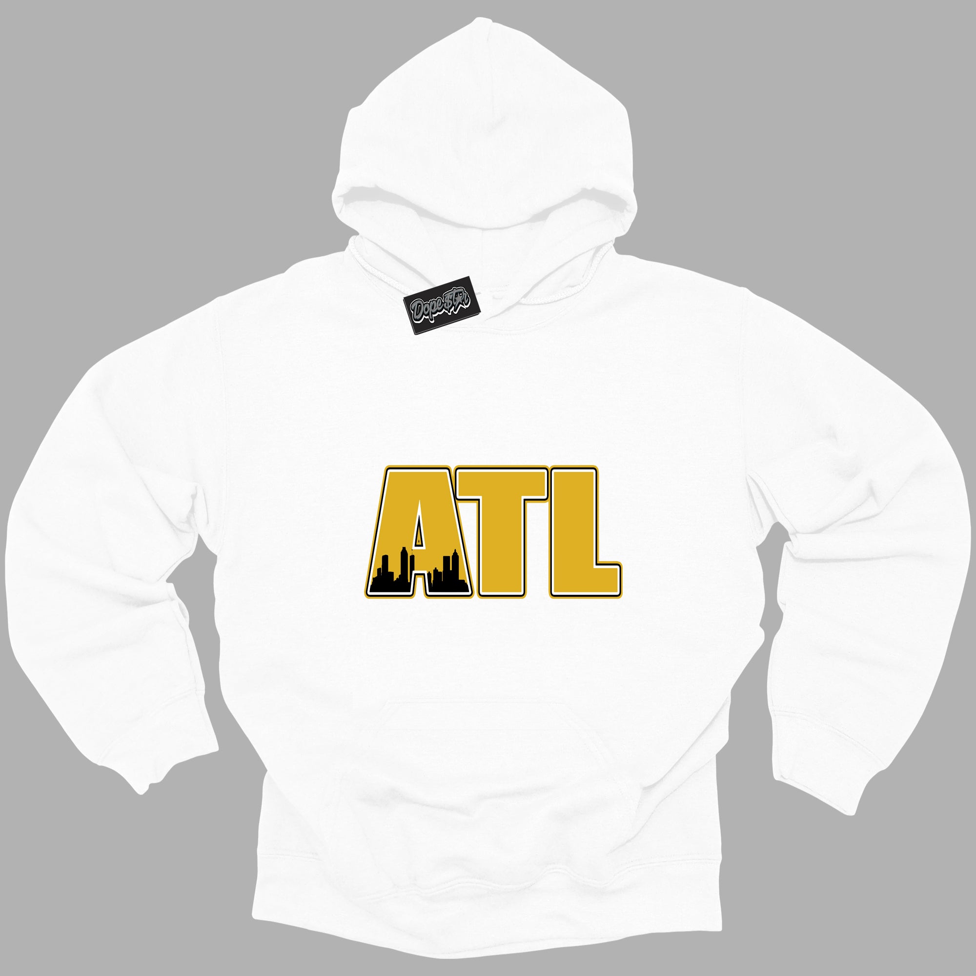 Cool White Hoodie with “ Atlanta ” design that Perfectly Matches Yellow Ochre 6s Sneakers.
