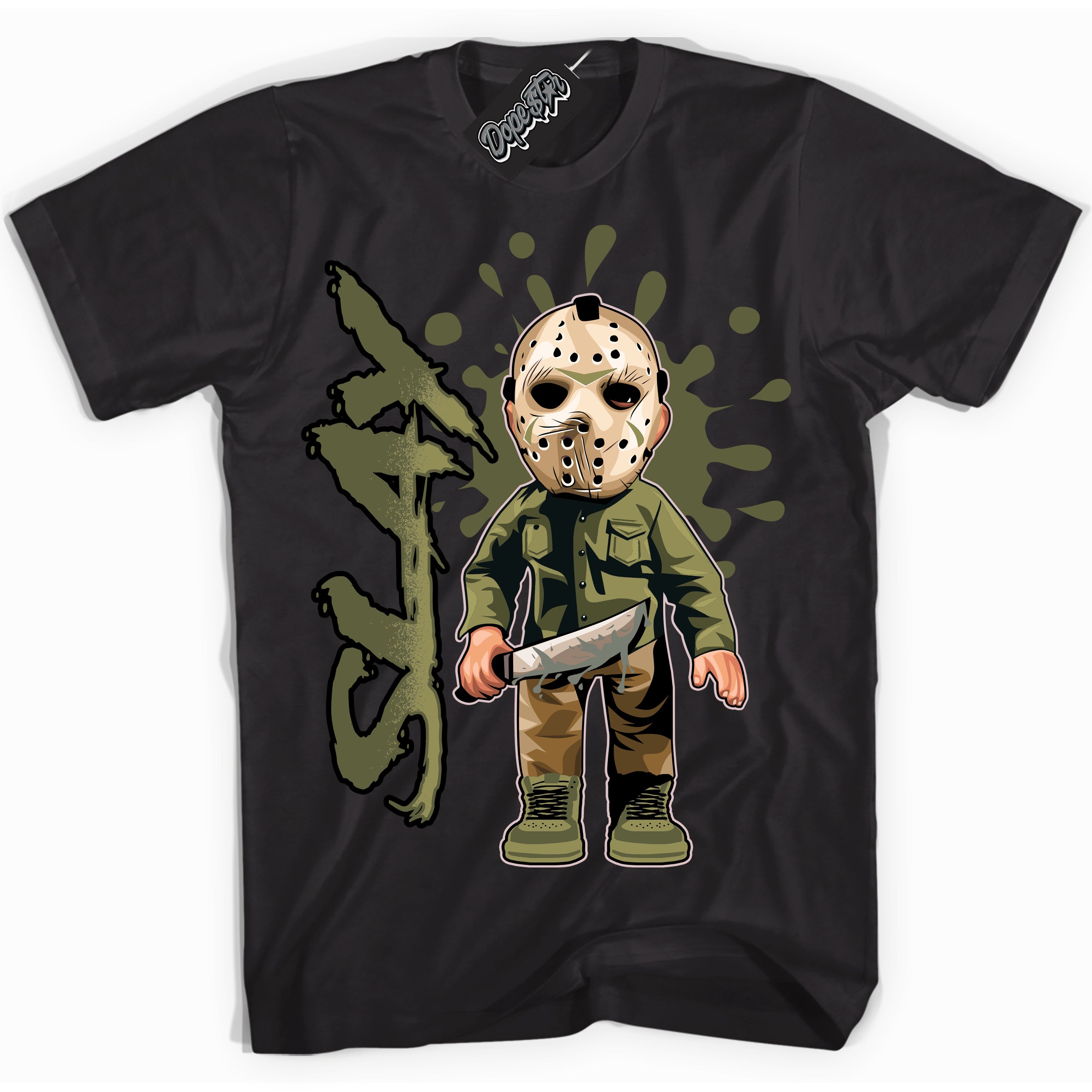 Cool Black graphic tee with “ SLAY ” print, that perfectly matches Craft Olive 4s sneakers