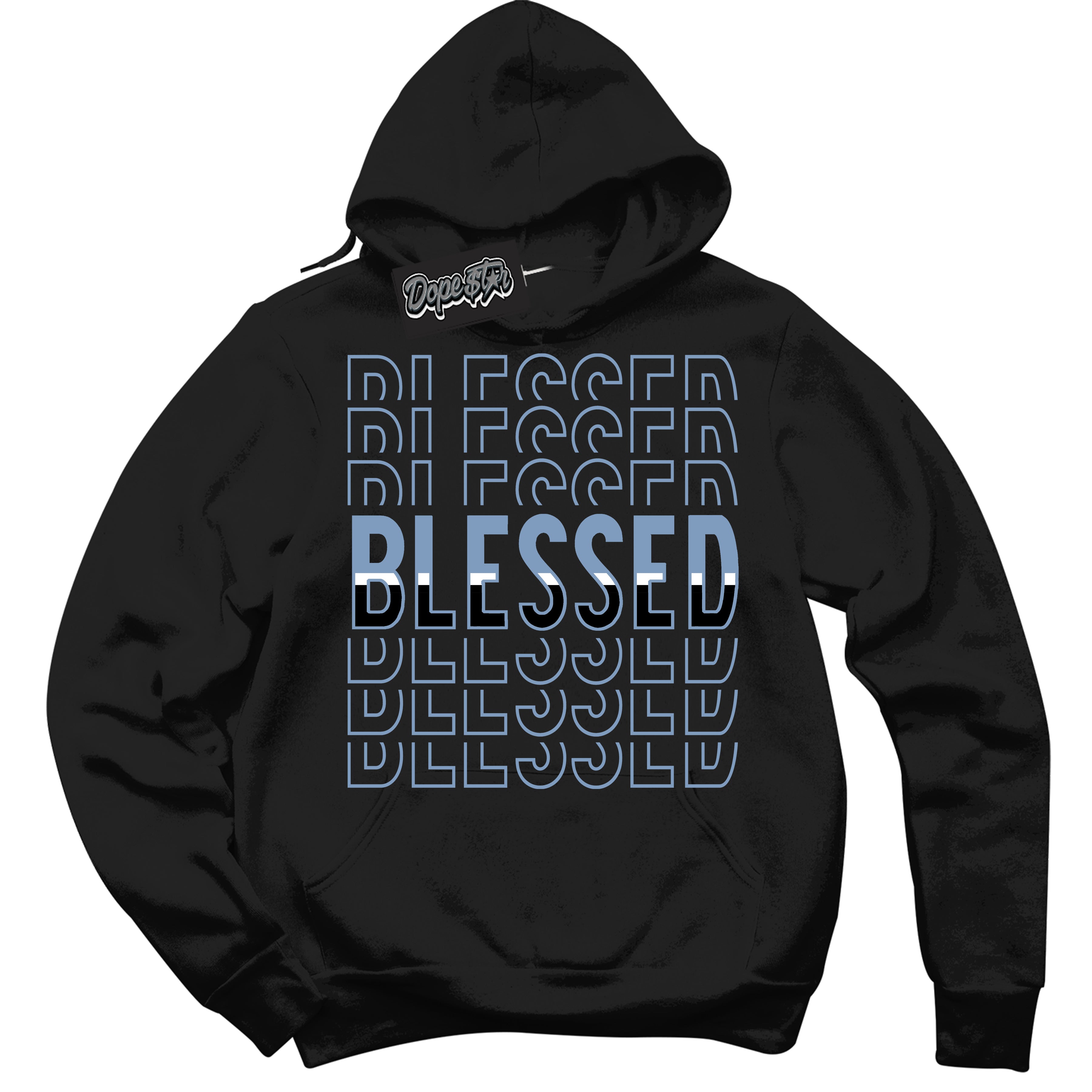 Cool Black Hoodie with “ Blessed Stacked ” design that Perfectly Matches Reverse Oreo 6s Sneakers.