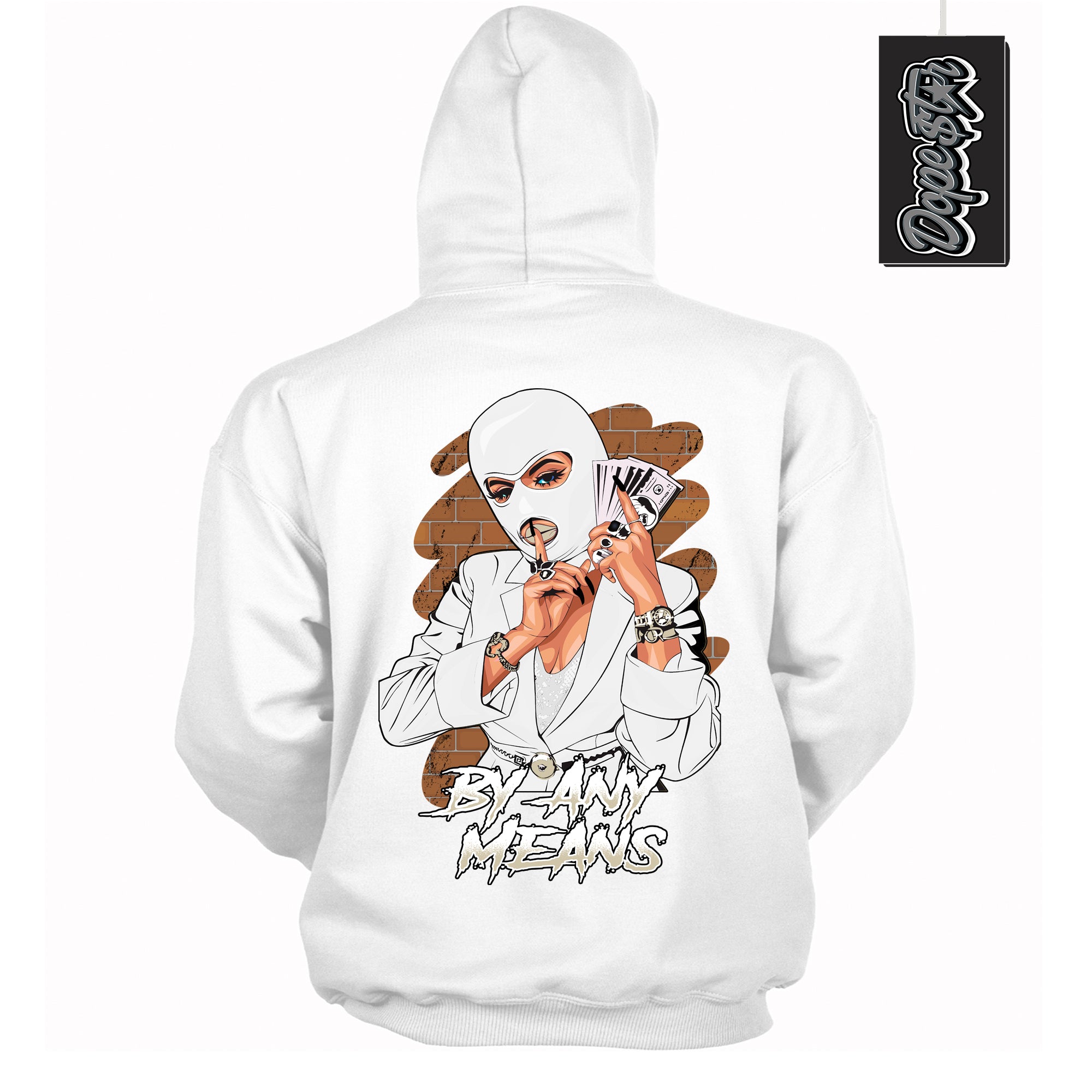 Cool White Hoodie with “ By Any Means ” design that Perfectly Matches Gratitude 11s Sneakers.