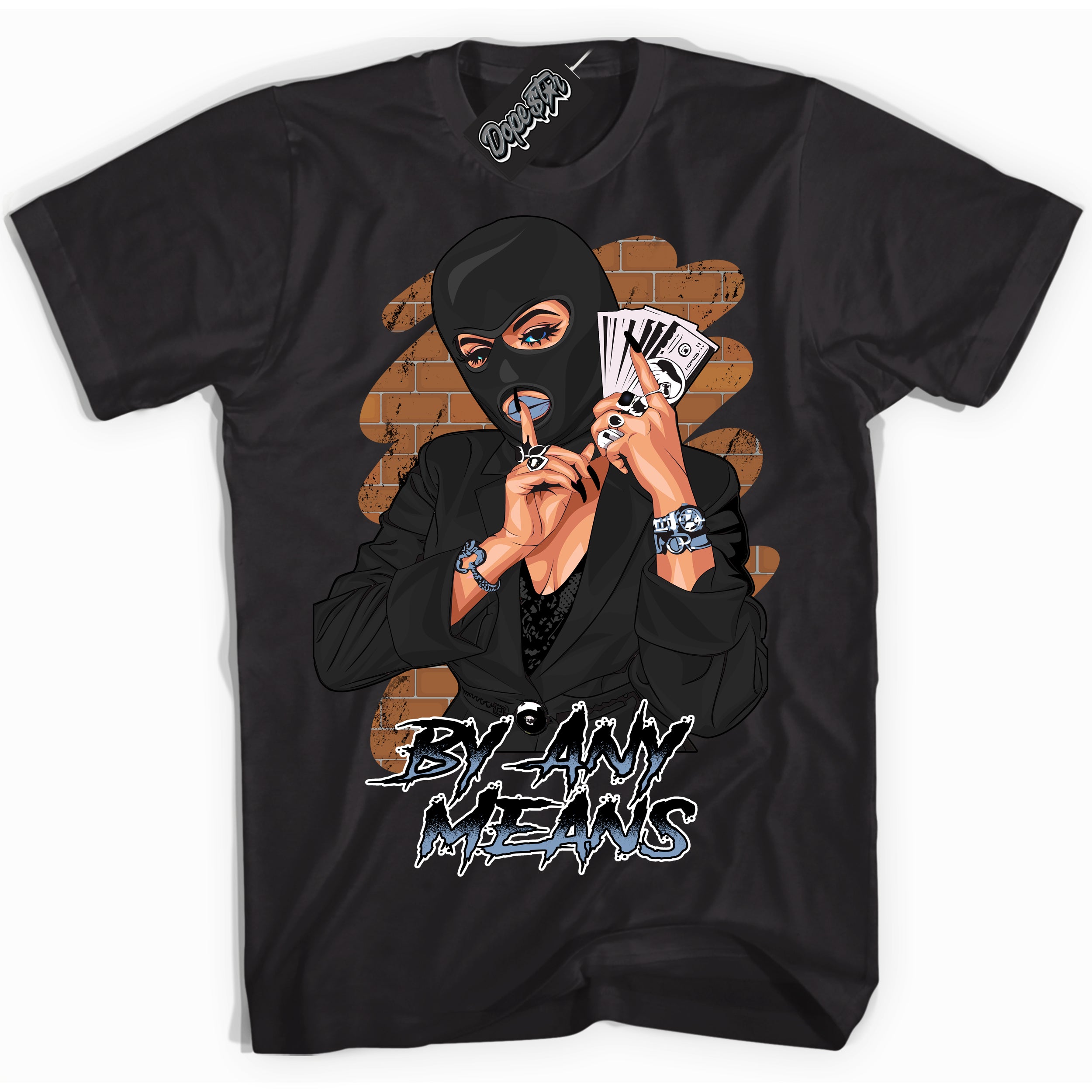 Cool Black Shirt with “ By Any Means” design that perfectly matches Reverse Oreo 6s Sneakers.