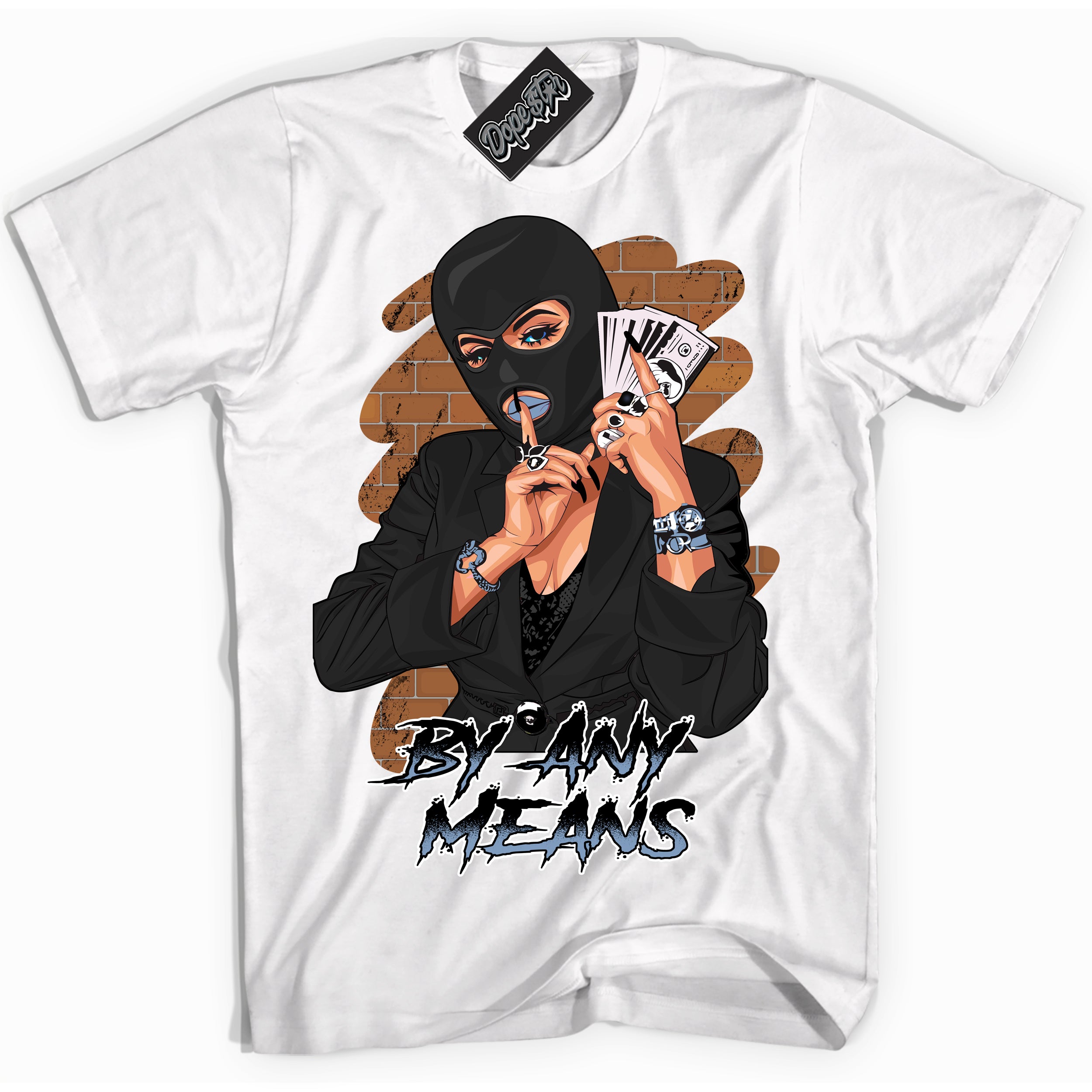 Cool White Shirt with “ By Any Means” design that perfectly matches Reverse Oreo 6s Sneakers.