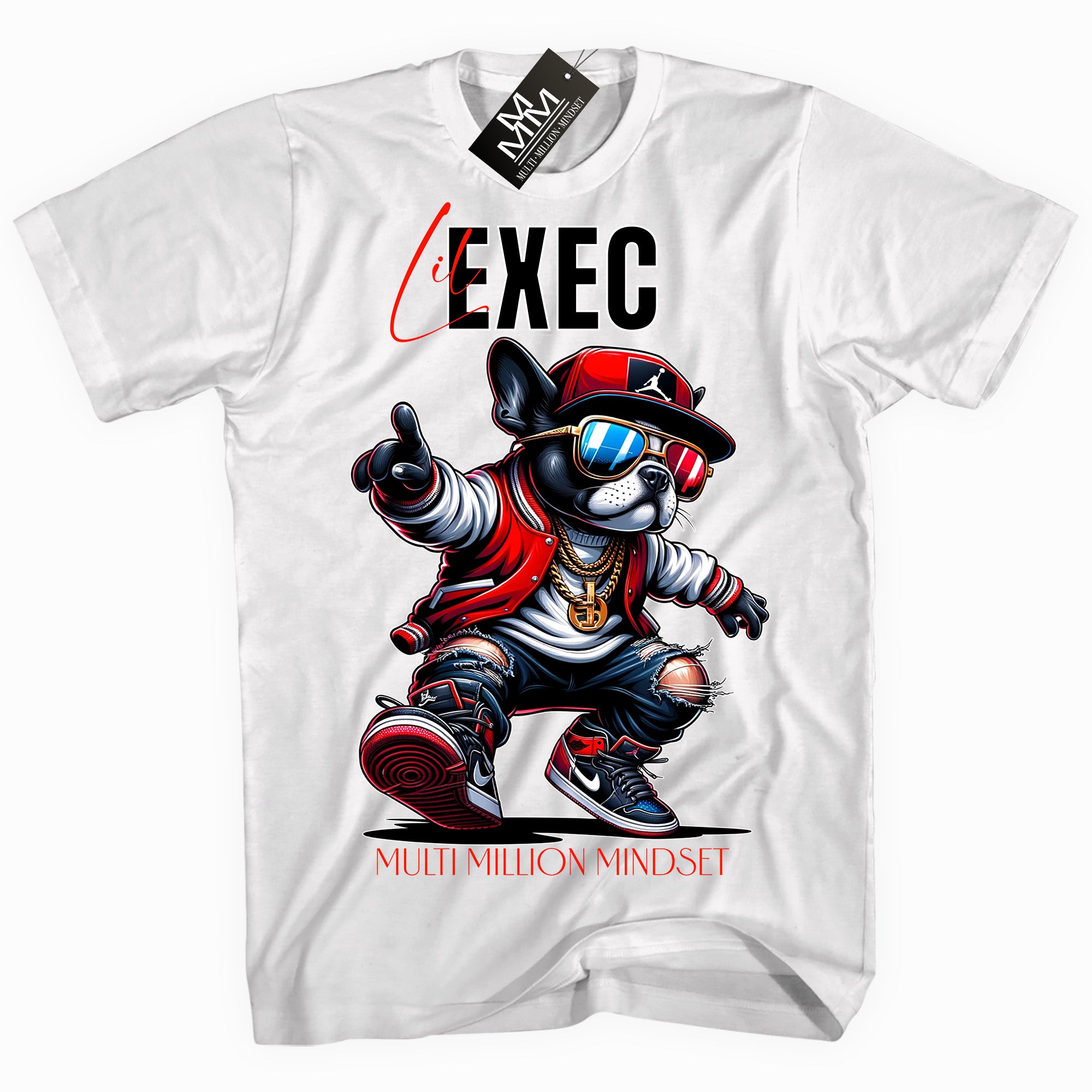 Mind Blowin lil EXEC® Big Boss Red Graphic White Tee By Multi Million Mindset®