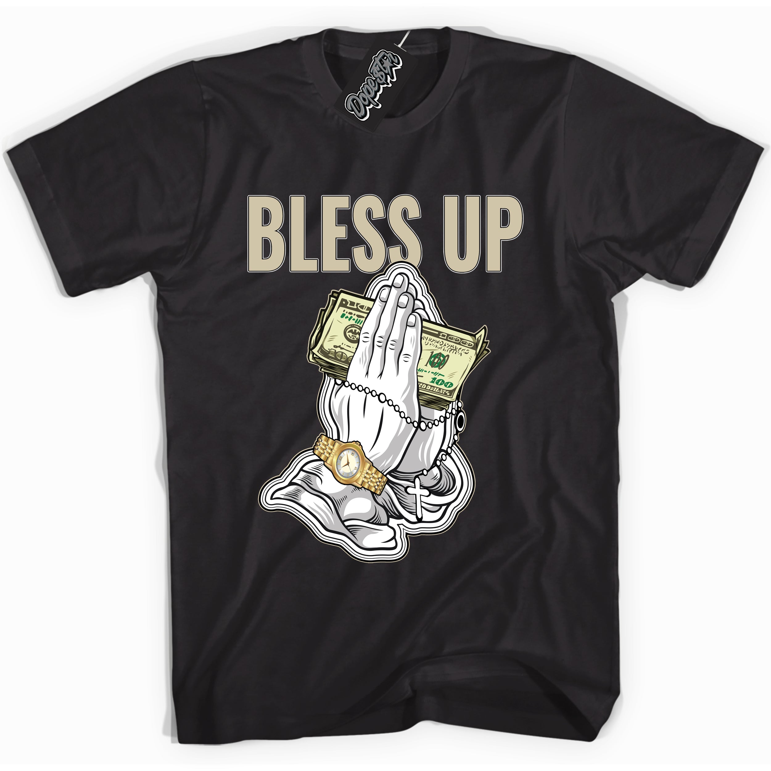 Cool Black graphic tee with “ Blessed Up ” print, that perfectly matches GRATITUDE 11s sneakers