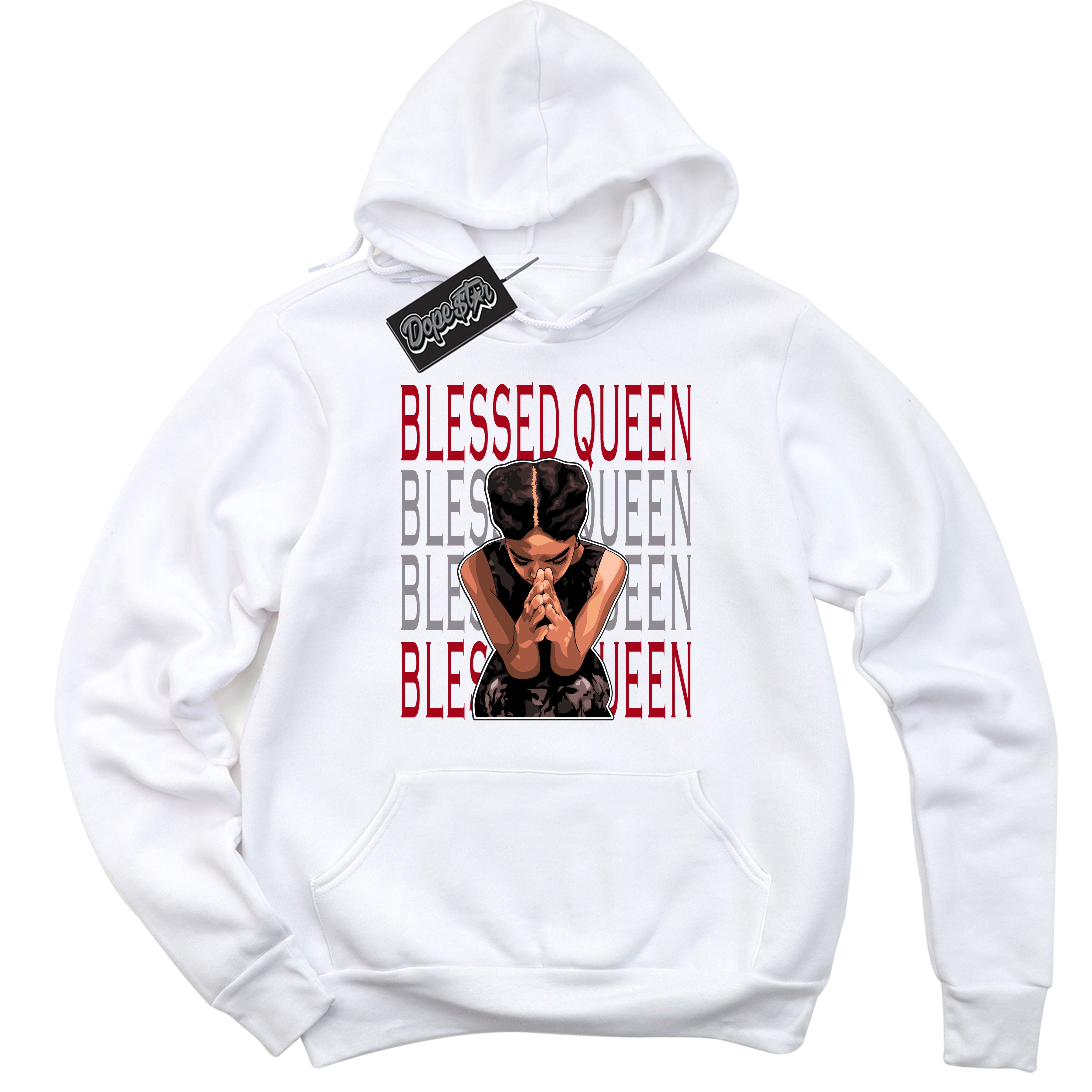 Cool White Hoodie with “ Blessed Queen ” design that Perfectly Matches Bred Reimagined 4s Jordans.