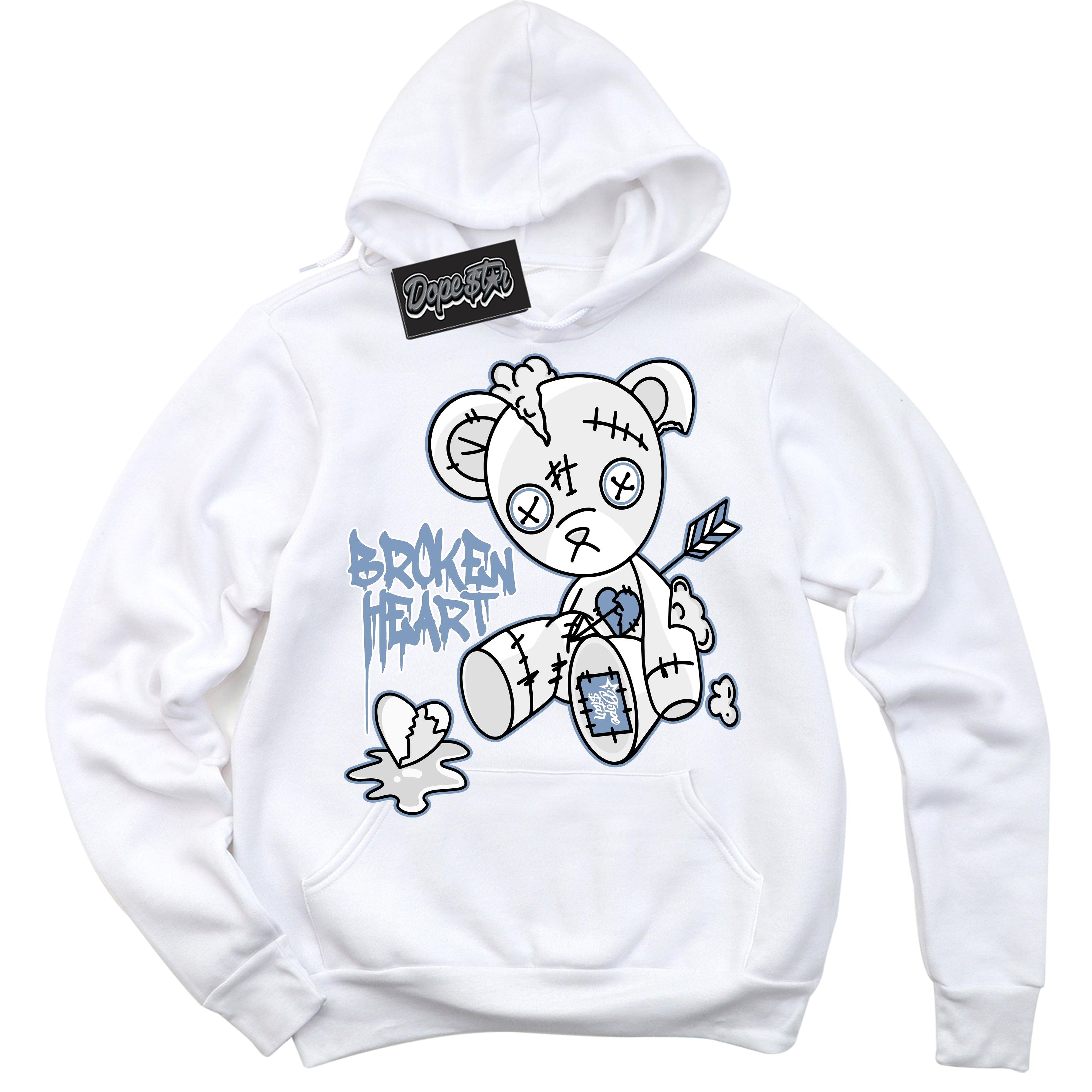 Cool White Hoodie with “ Broken Heart Bear ” design that Perfectly Matches Reverse Oreo 6s Sneakers.