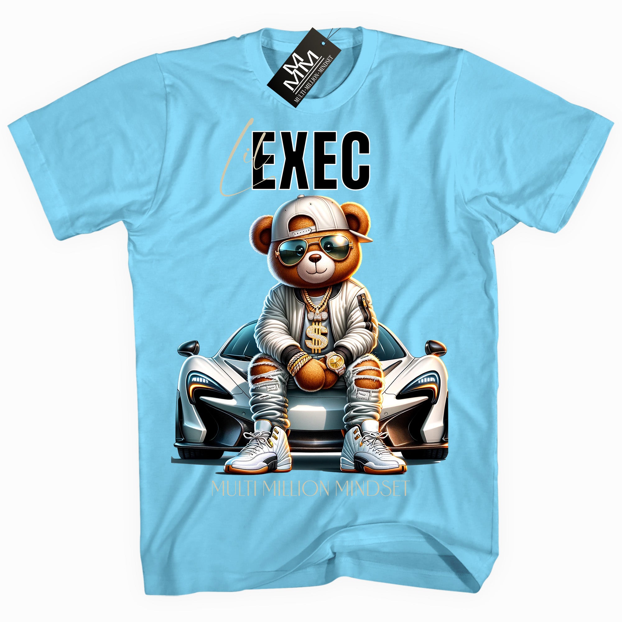 Mind Blowin lil EXEC® Built On Gratitude Graphic Sky Blue Tee By Multi Million Mindset®