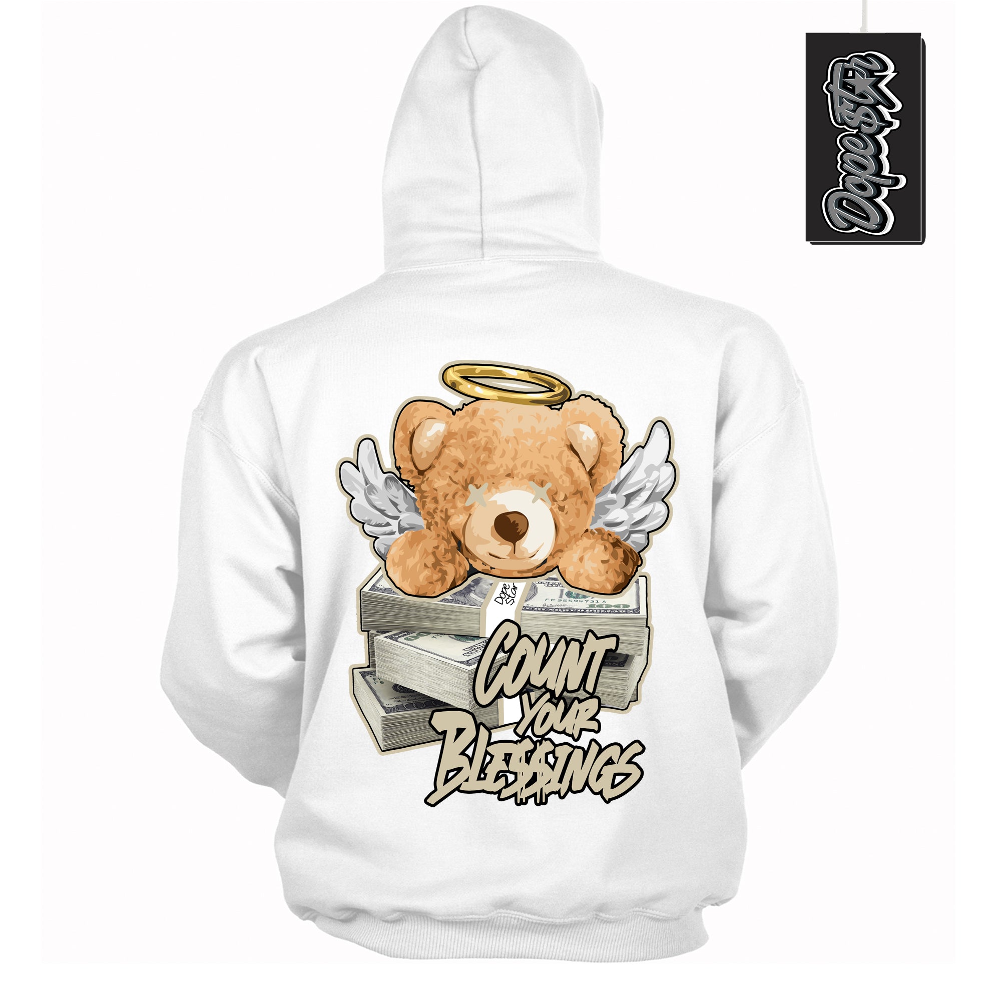 Cool White Hoodie with “ Count Your Blessings ” design that Perfectly Matches Gratitude 11s Sneakers.