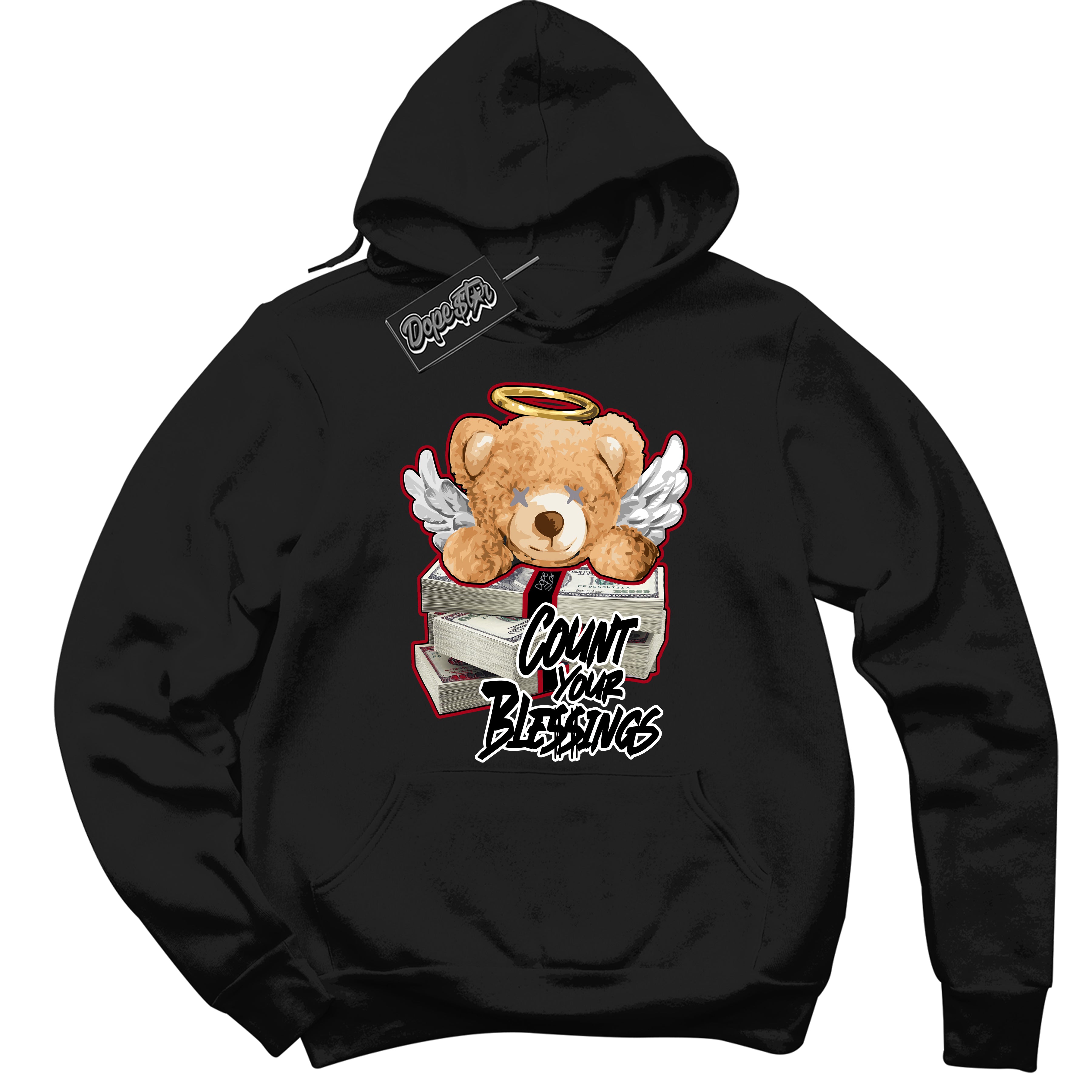 Cool Black Hoodie with “ Count Your Blessings ” design that Perfectly Matches Bred Reimagined 4s Jordans.