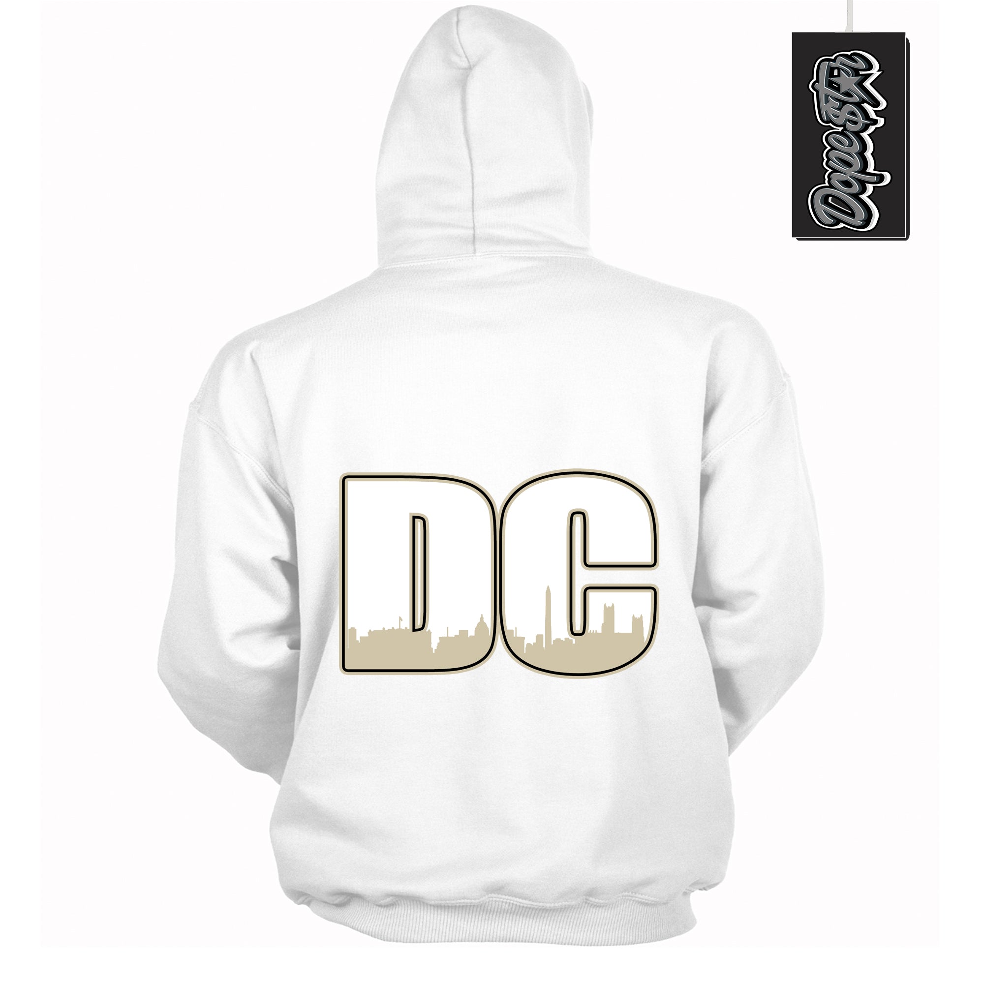 Cool White Hoodie with “ DC ” design that Perfectly Matches Gratitude 11s Sneakers.