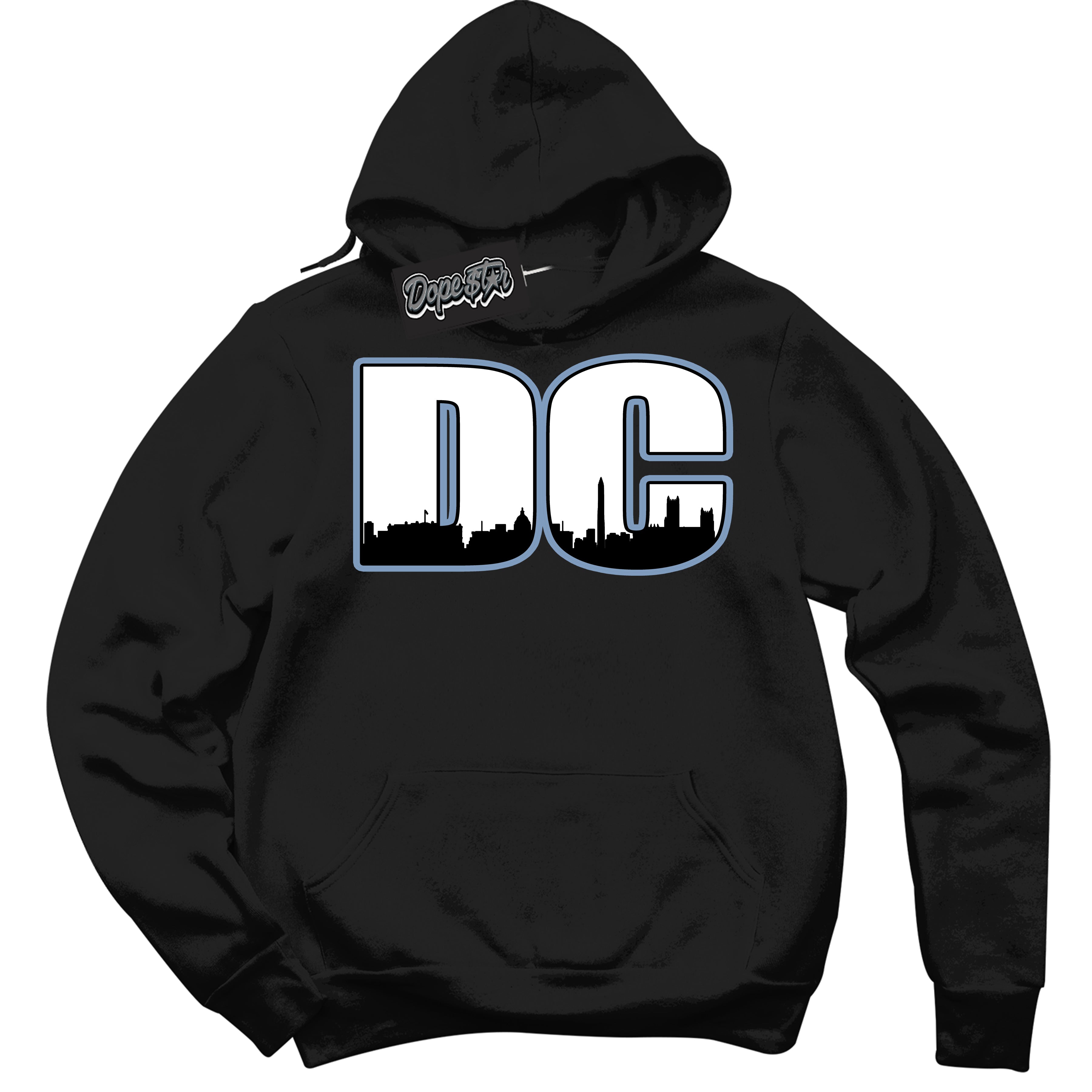 Cool Black Hoodie with “ DC ” design that Perfectly Matches Reverse Oreo 6s Sneakers.