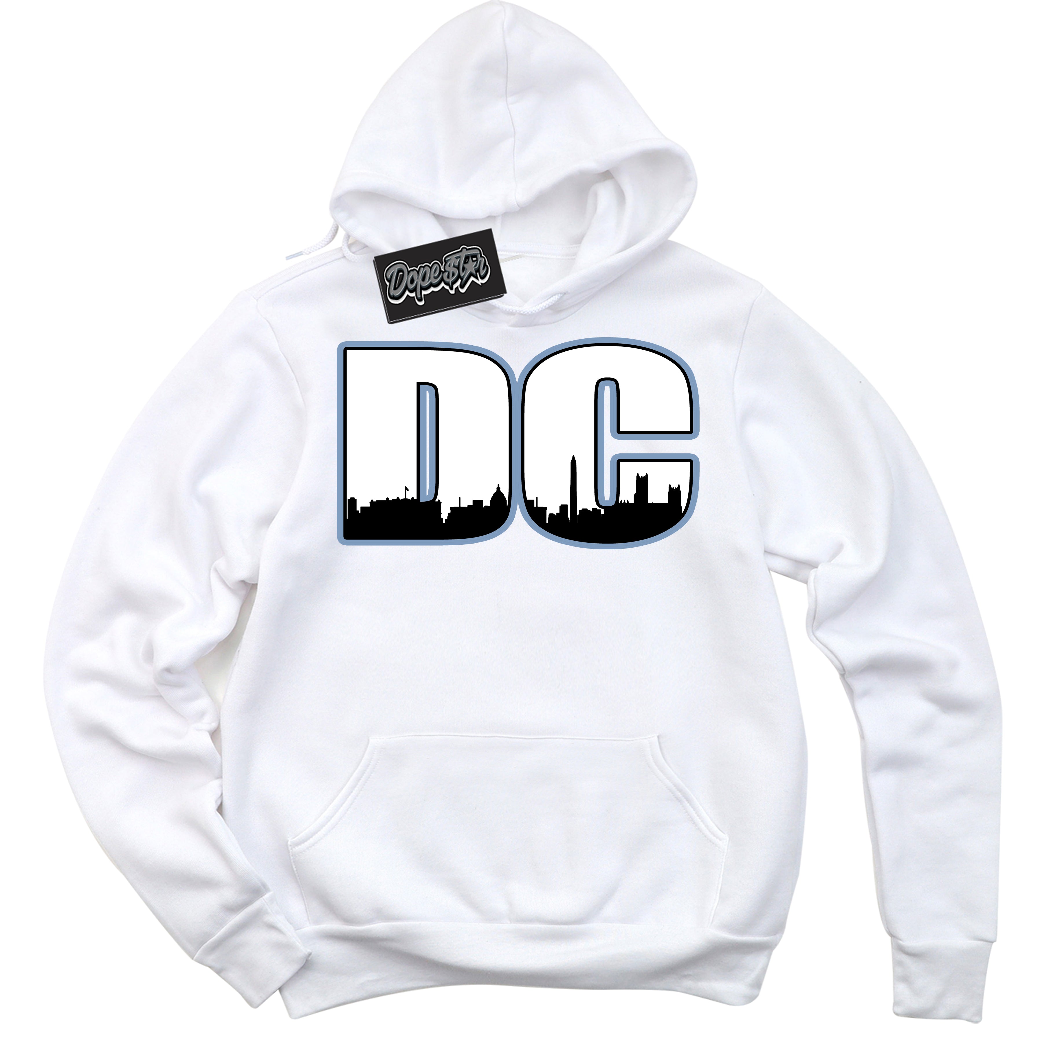 Cool White Hoodie with “ DC ” design that Perfectly Matches Reverse Oreo 6s Sneakers.