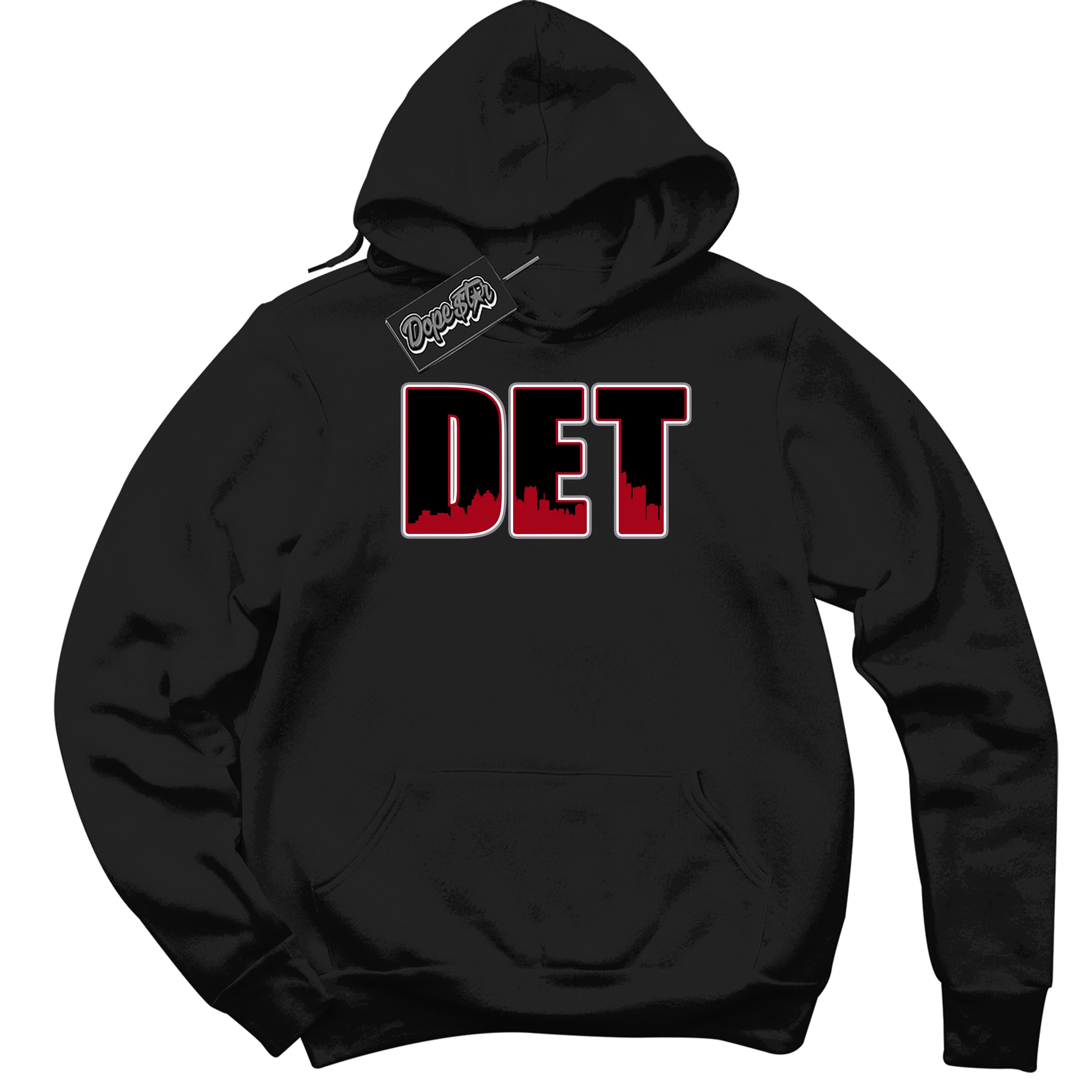 Cool Black Hoodie with “ Detroit ” design that Perfectly Matches Bred Reimagined 4s Jordans.