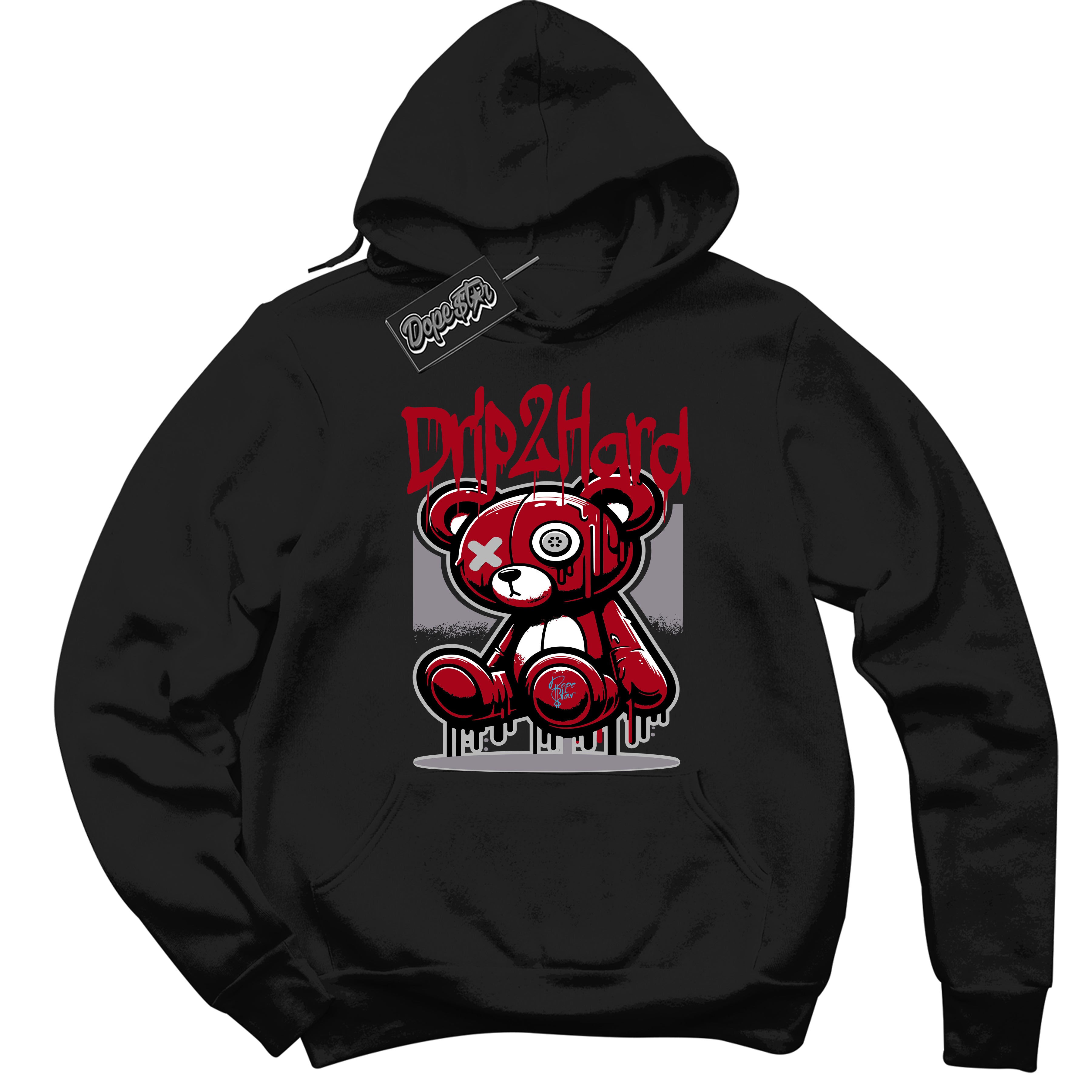 Cool Black Hoodie with “ Drip 2 Hard ” design that Perfectly Matches Bred Reimagined 4s Jordans.