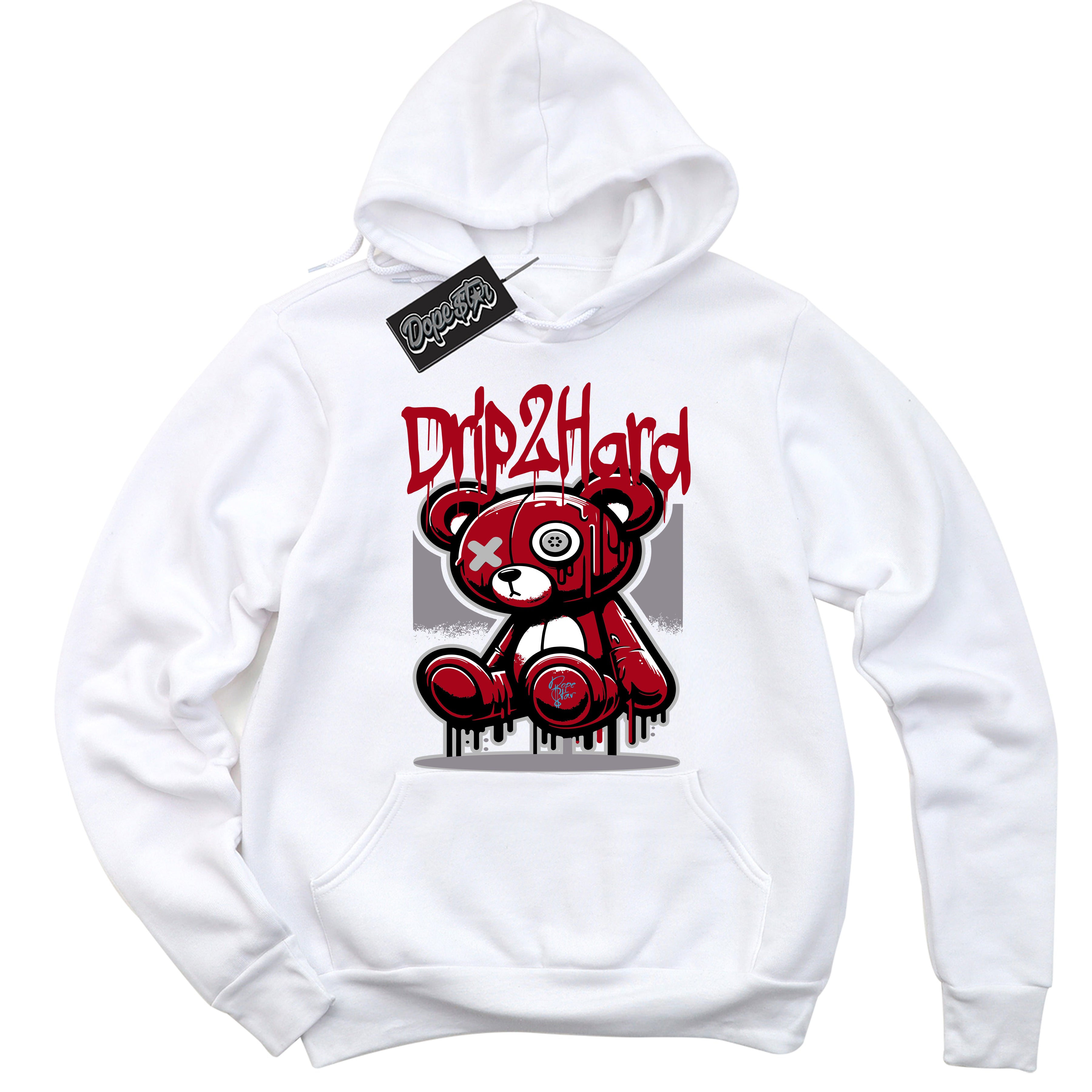 Cool White Hoodie with “ Drip 2 Hard ” design that Perfectly Matches Bred Reimagined 4s Jordans.