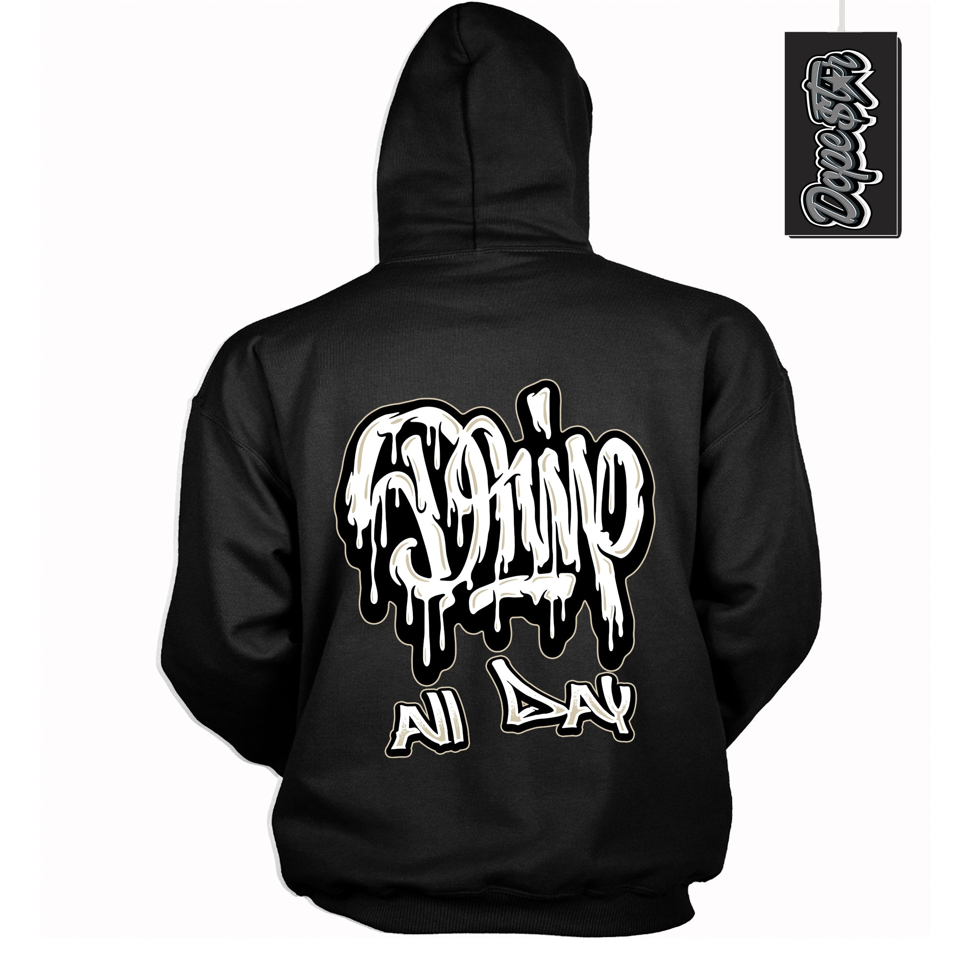 Cool Black Hoodie with “ Drip All Day ” design that Perfectly Matches Gratitude 11s Sneakers.