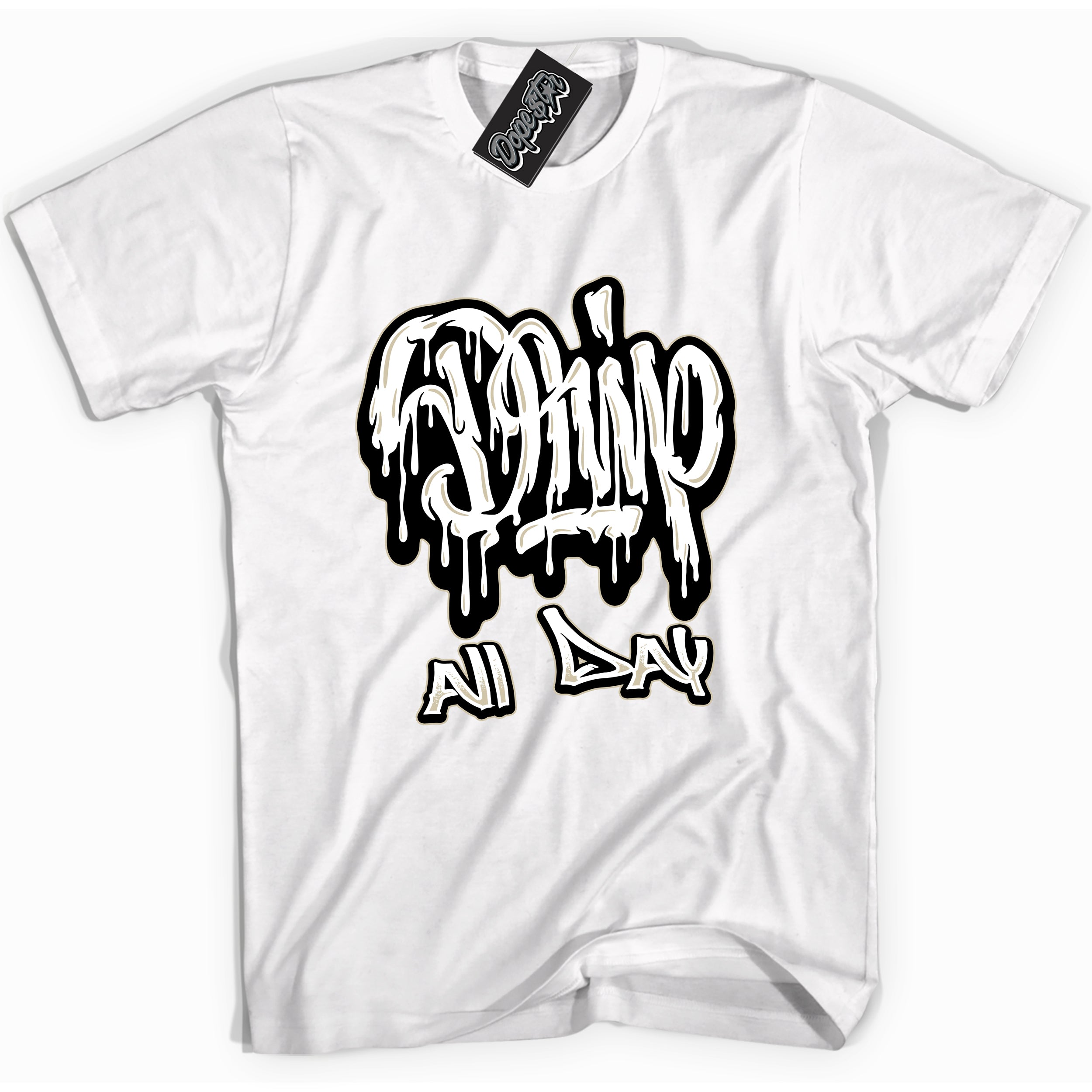 Cool White graphic tee with “ Drip All Day ” print, that perfectly matches GRATITUDE 11s sneakers