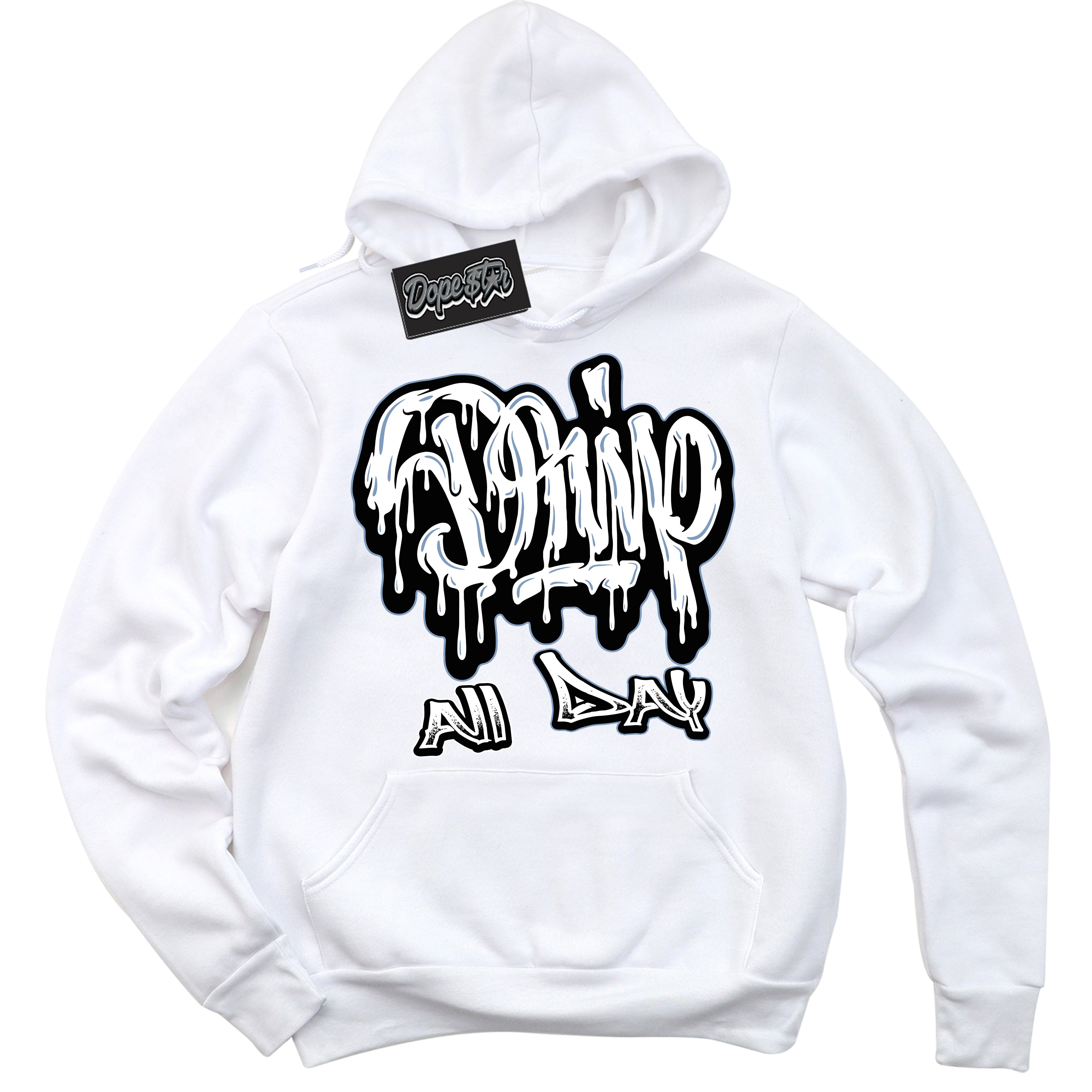 Cool White Hoodie with “ Drip All Day ” design that Perfectly Matches Reverse Oreo 6s Sneakers.