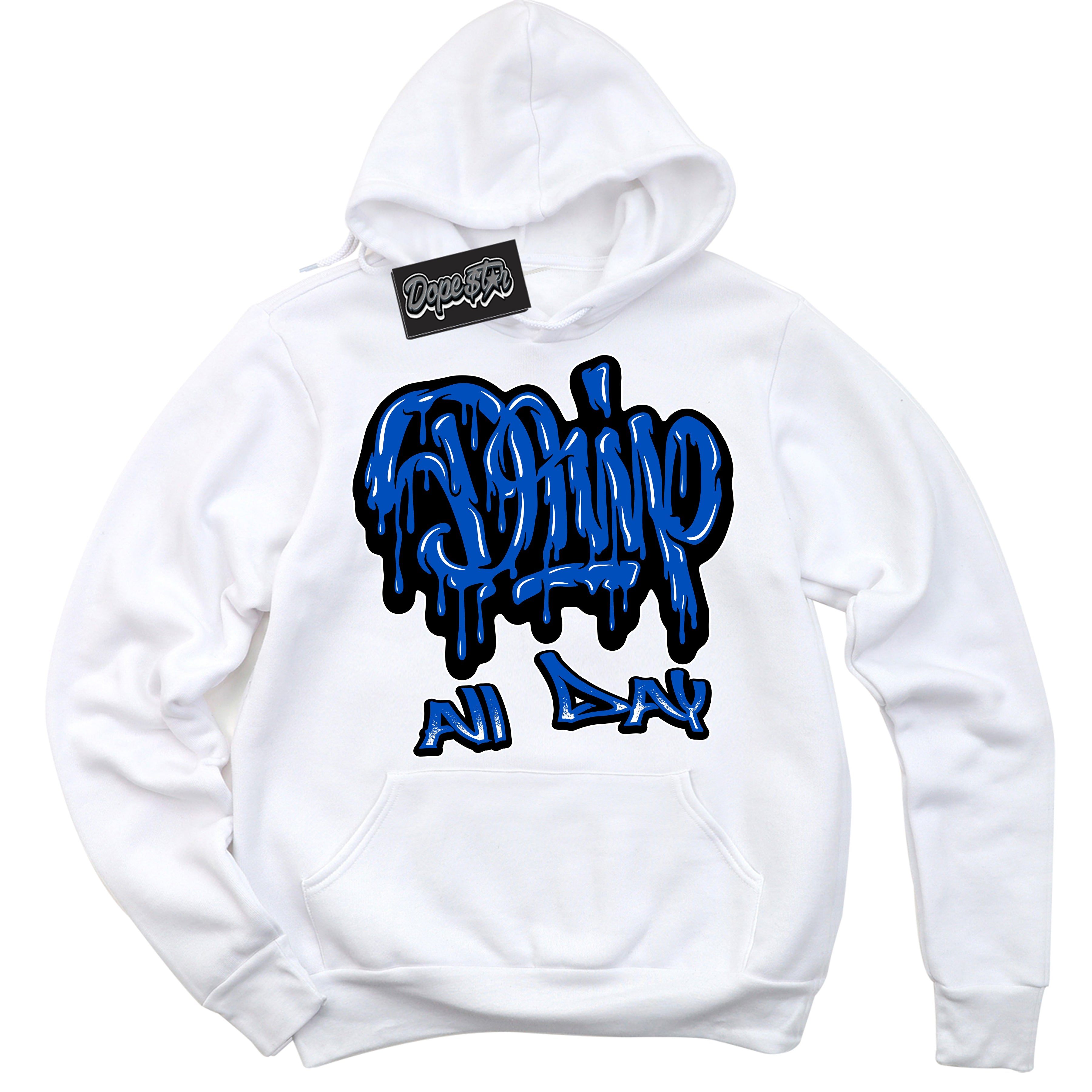 Dunk Low Astronomy Blue 'Drip All Day' Hoodie – White Streetwear Sweatshirt | Sneaker Matching Hoodie for Dunk Low Astronomy Blue | Men's & Women's Streetwear Outfit by Sneaker Shirts Outlet.