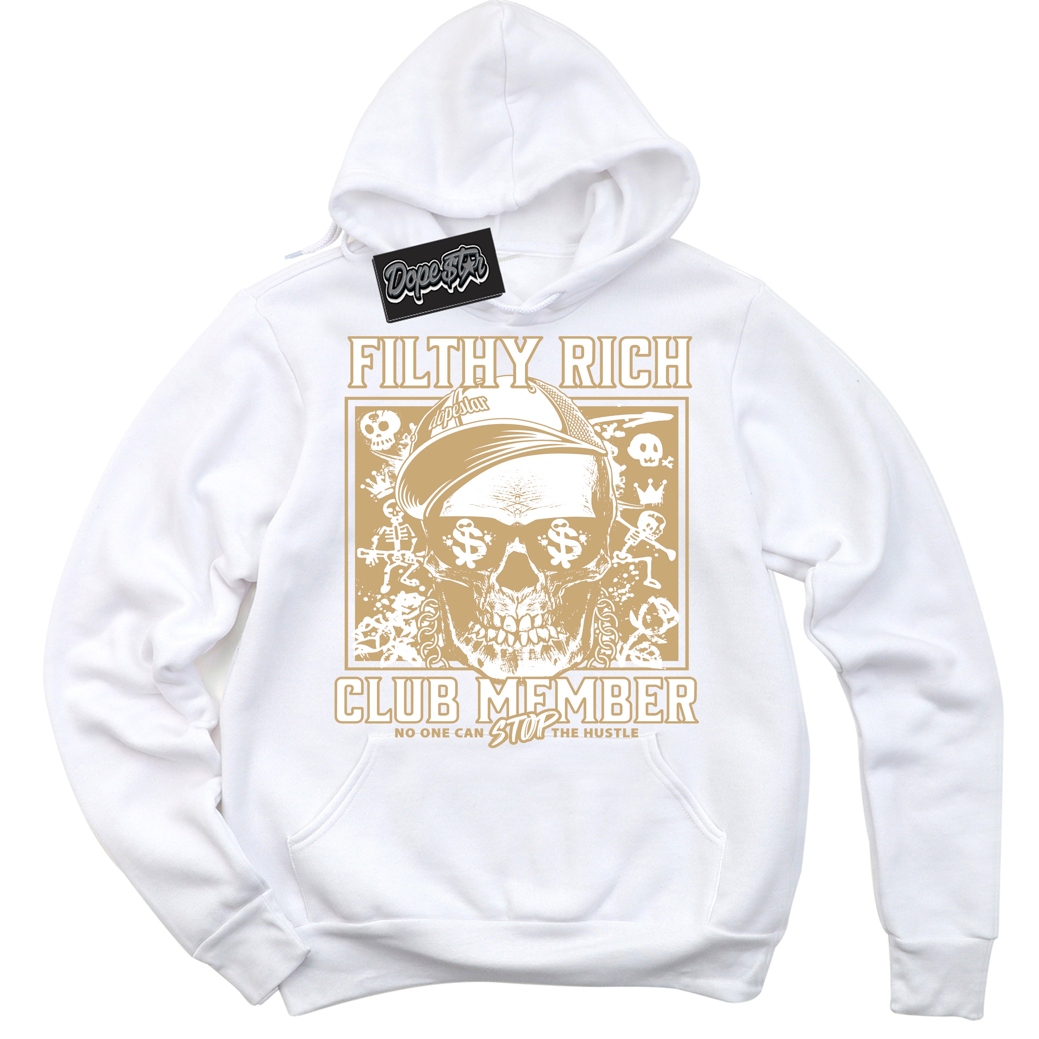 Jordan MVP White Metallic Gold ‘Filthy Rich’ – White Streetwear Hoodie | Sneaker Matching sweatshirt for Jordan MVP White Metallic Gold | Men's and Women's Streetwear Graphic Hoodie by Sneaker Shirts Outlet
