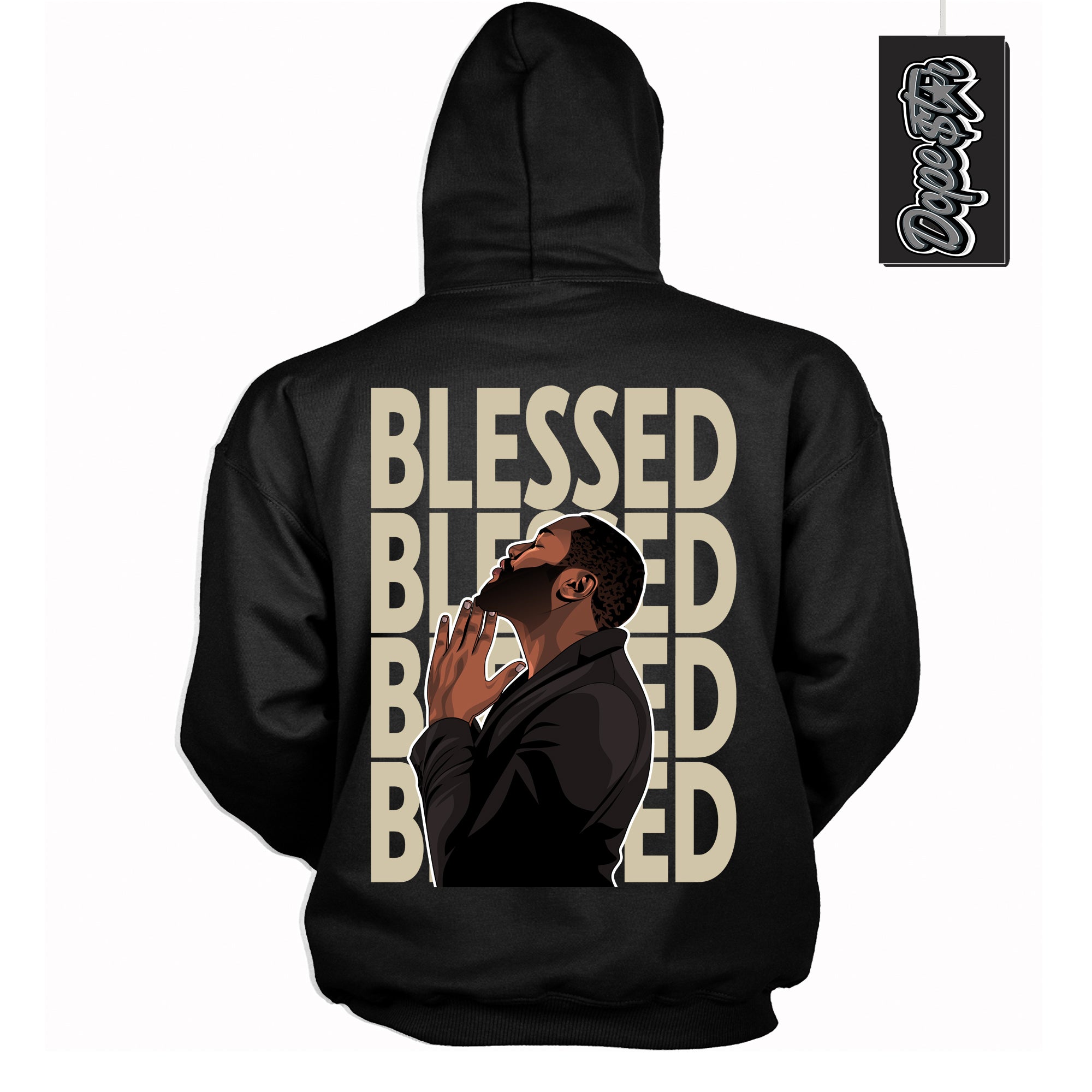 Cool Black Hoodie with “ God Blessed ” design that Perfectly Matches Gratitude 11s Sneakers.