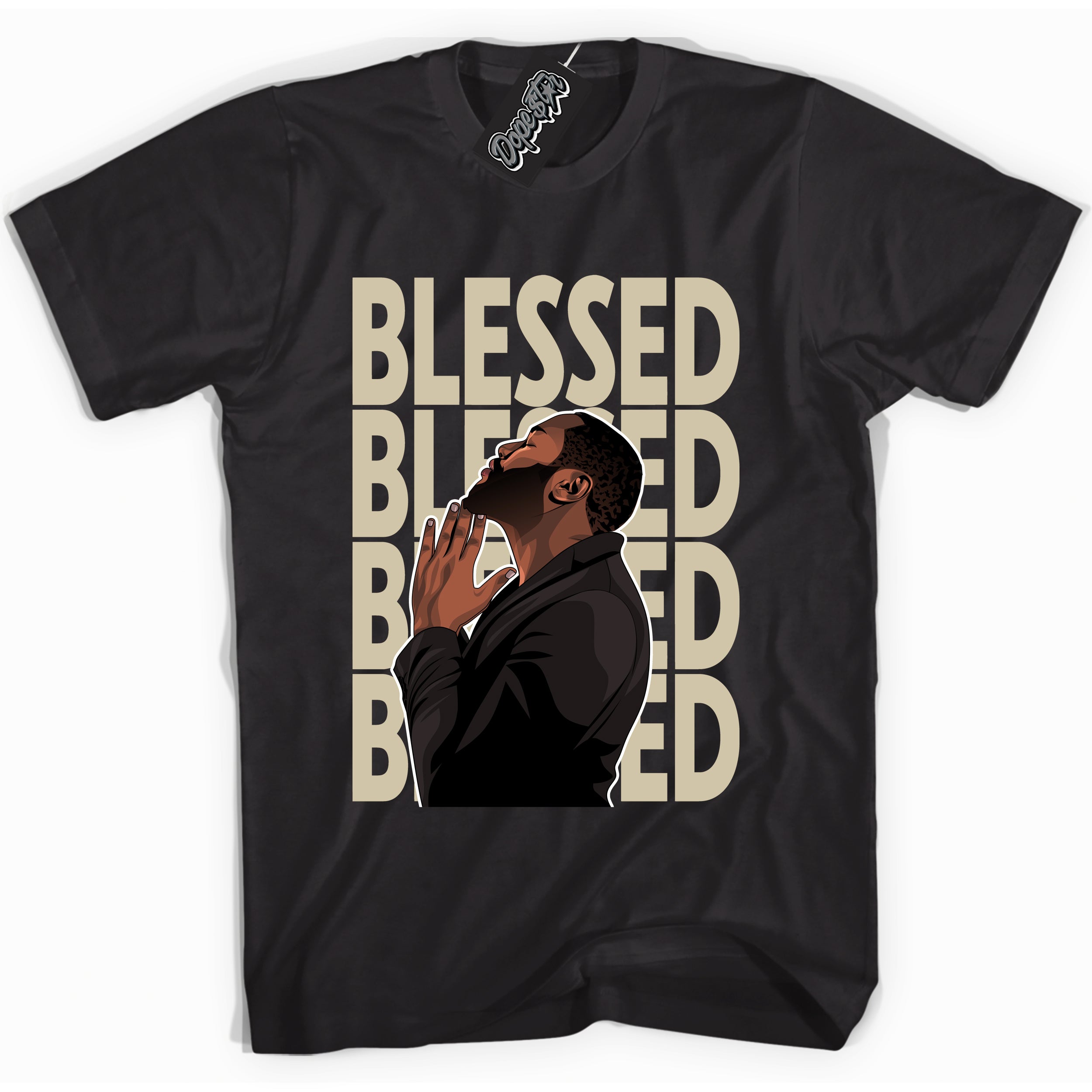Cool Black graphic tee with “ God Blessed ” print, that perfectly matches GRATITUDE 11s sneakers