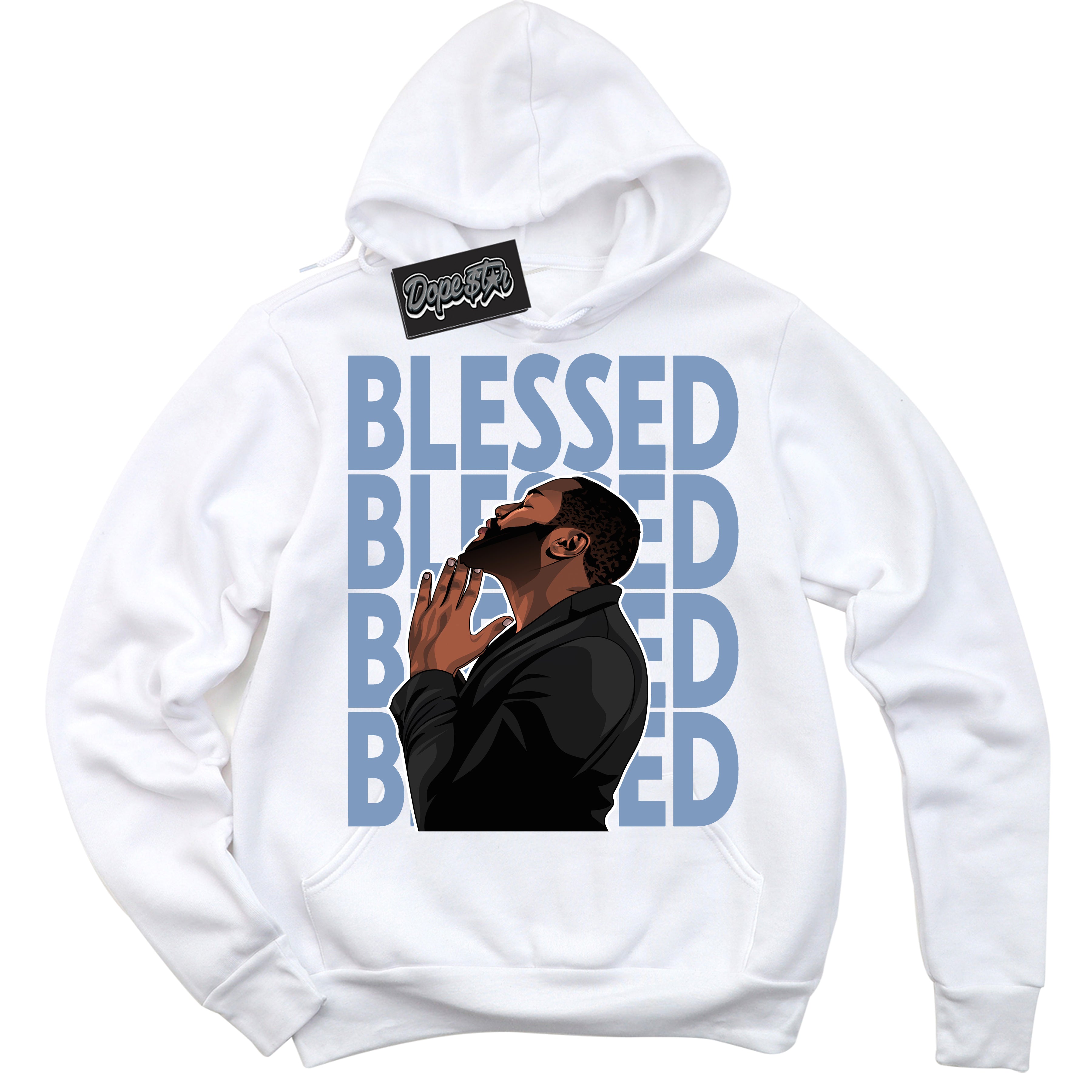 Cool White Hoodie with “ God Blessed ” design that Perfectly Matches Reverse Oreo 6s Sneakers.