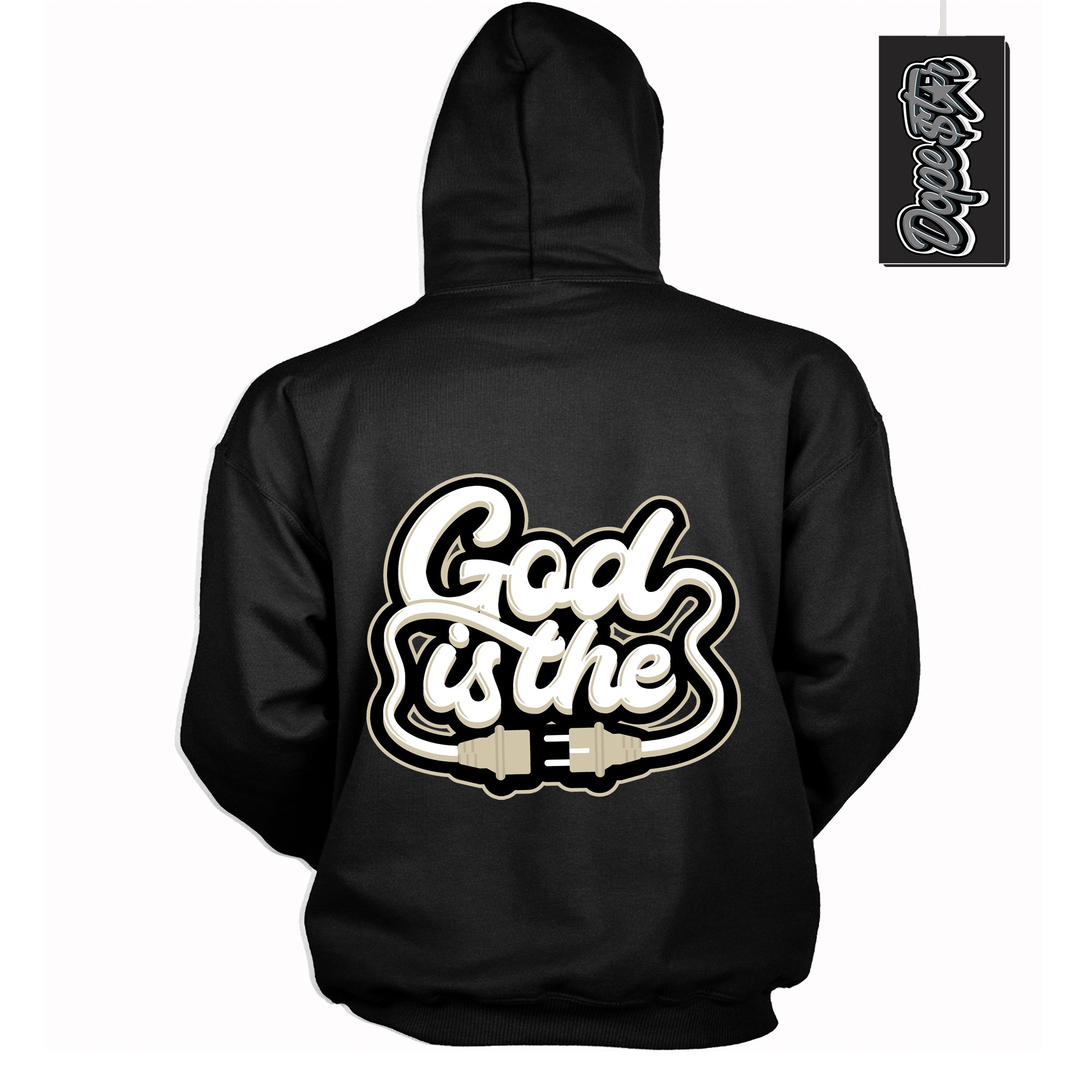 Cool Black Hoodie with “ God Is The ” design that Perfectly Matches Gratitude 11s Sneakers.