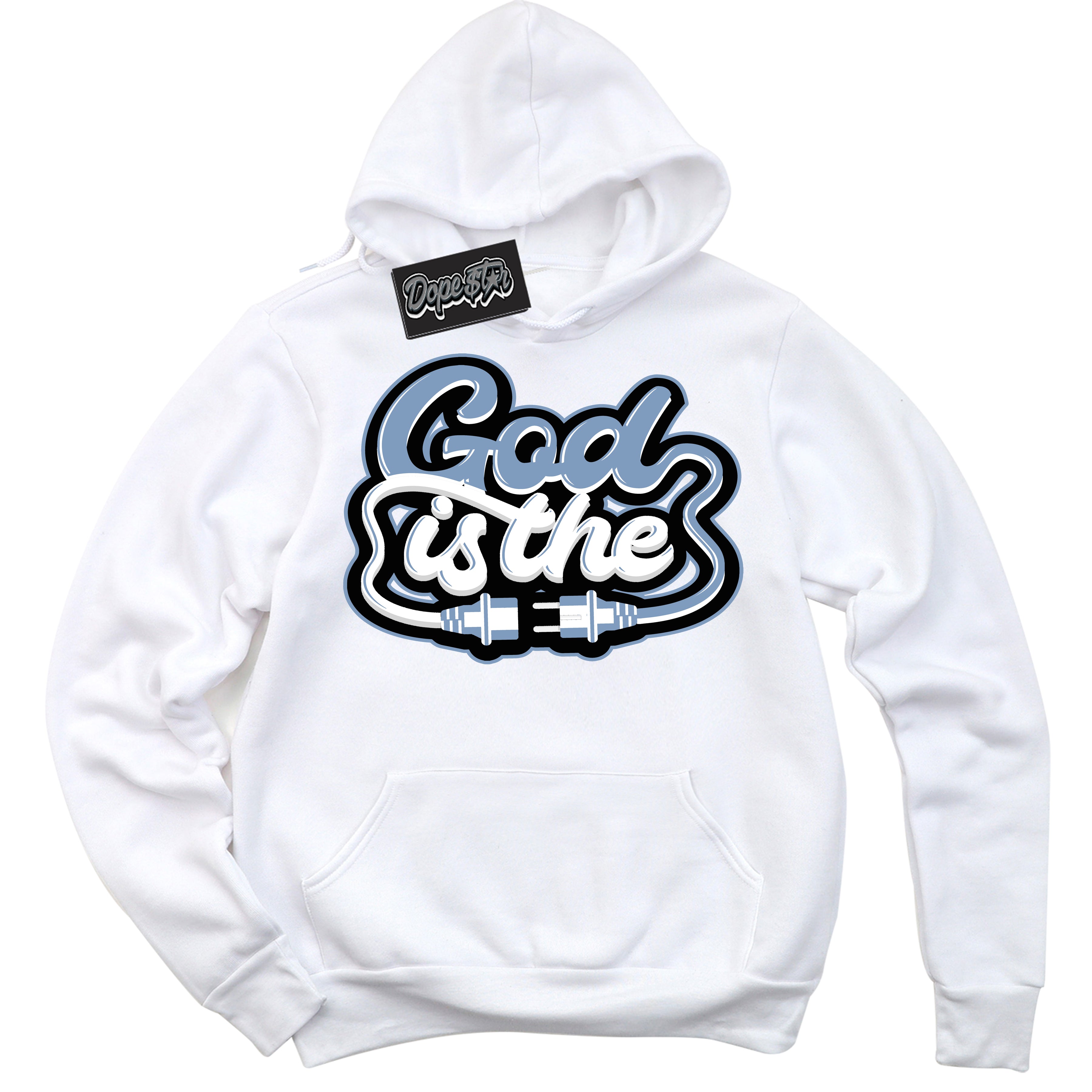 Cool White Hoodie with “ God Is The ” design that Perfectly Matches Reverse Oreo 6s Sneakers.