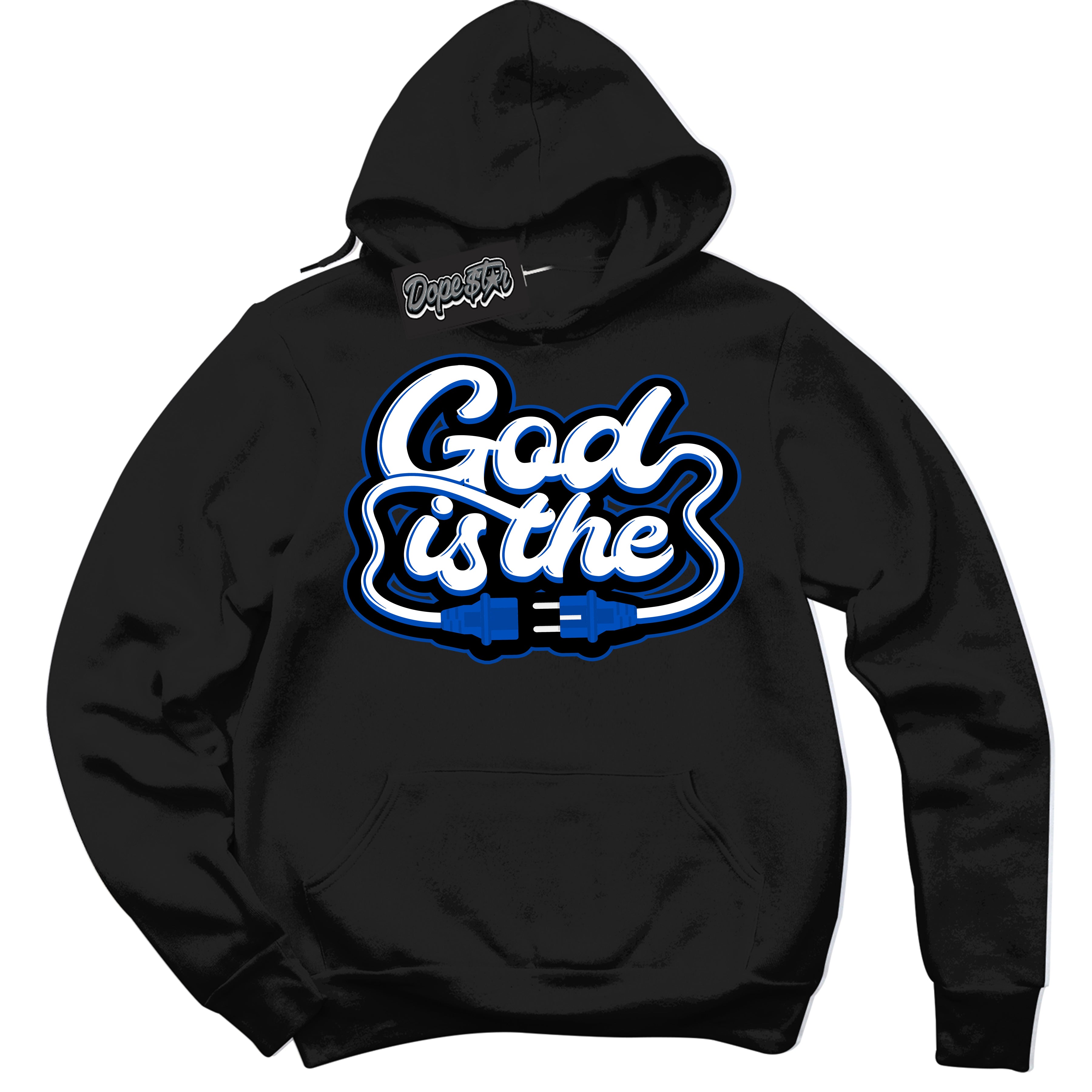 Dunk Low Astronomy Blue 'God Is The' Hoodie – Black Streetwear Sweatshirt | Sneaker Matching Hoodie for Dunk Low Astronomy Blue | Men's & Women's Streetwear Outfit by Sneaker Shirts Outlet.