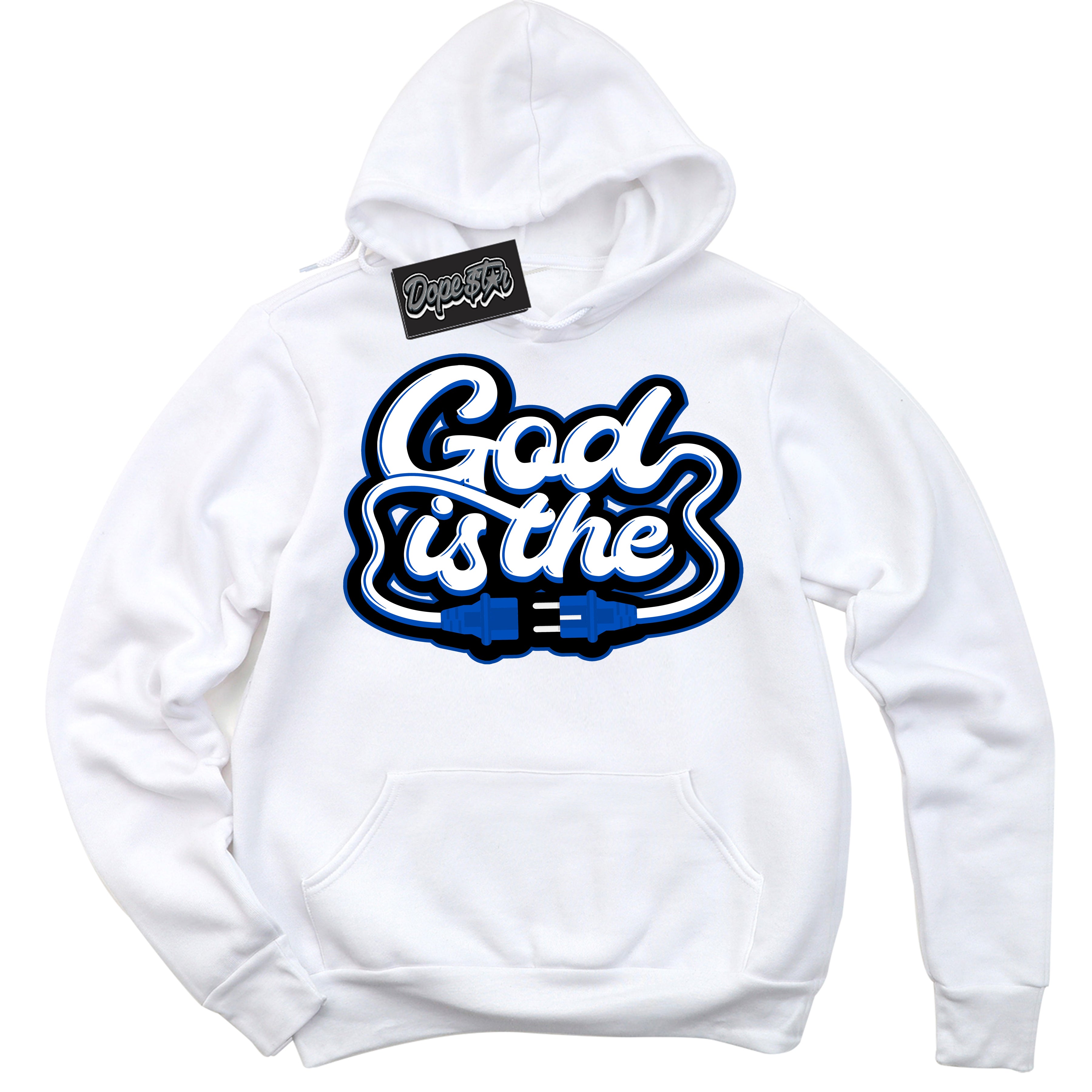 Dunk Low Astronomy Blue 'God Is The' Hoodie – White Streetwear Sweatshirt | Sneaker Matching Hoodie for Dunk Low Astronomy Blue | Men's & Women's Streetwear Outfit by Sneaker Shirts Outlet.