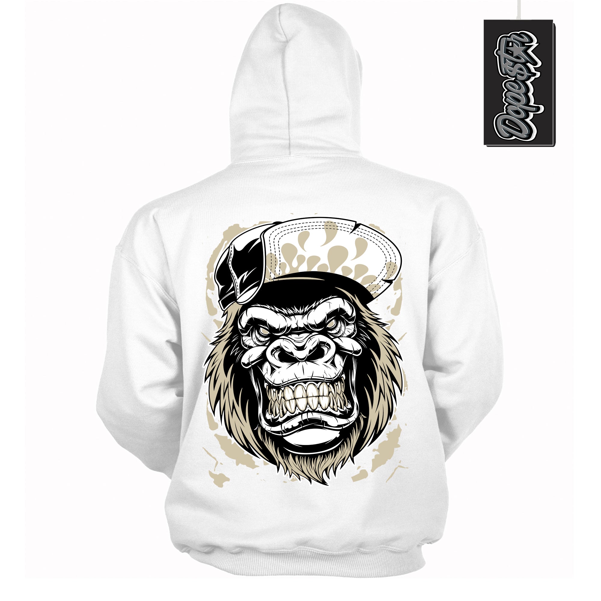Cool White Hoodie with “ Gorilla Beast ” design that Perfectly Matches Gratitude 11s Sneakers.