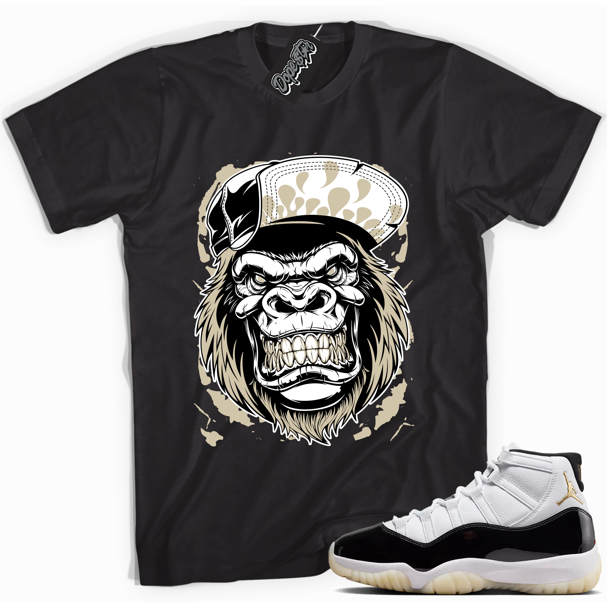 Cool Black graphic tee with “ Gorilla Beast ” print, that perfectly matches AIR JORDAN 11 GRATITUDE sneakers