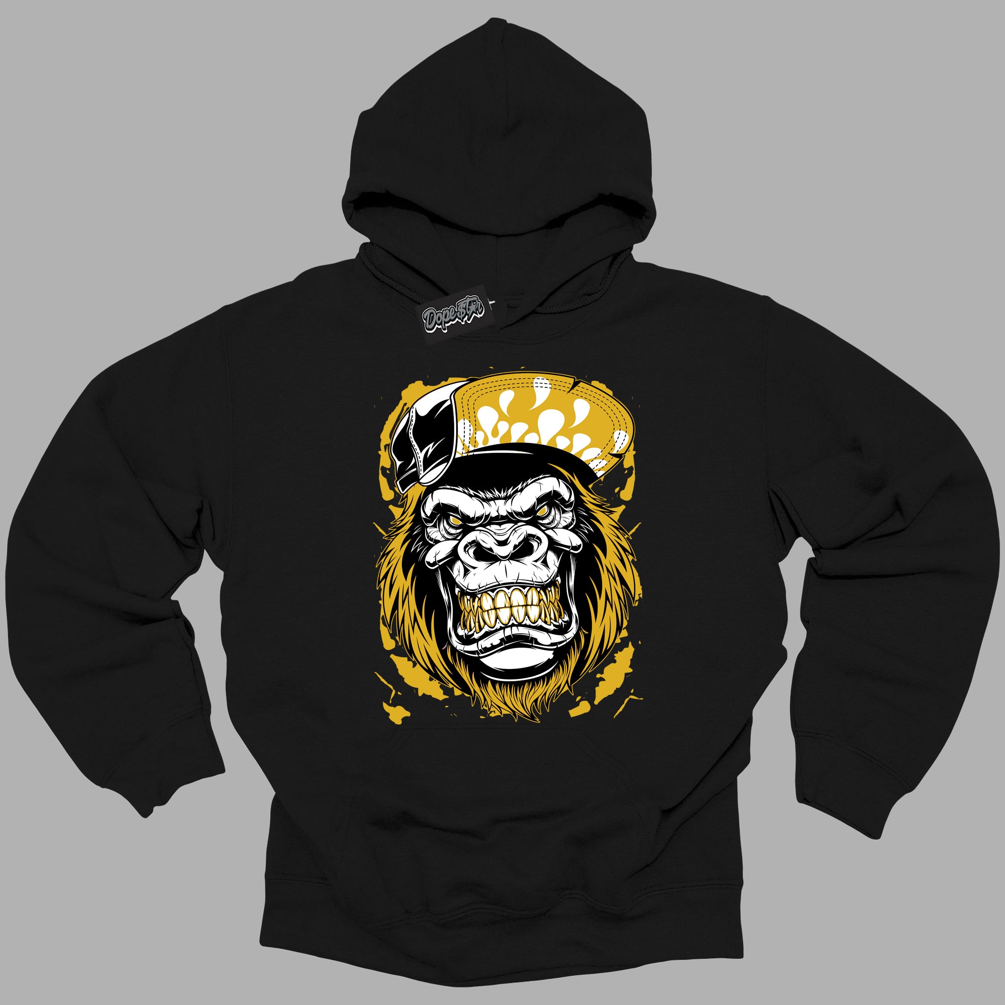 Cool Black Hoodie with “ Gorilla Beast ” design that Perfectly Matches Yellow Ochre 6s Sneakers.