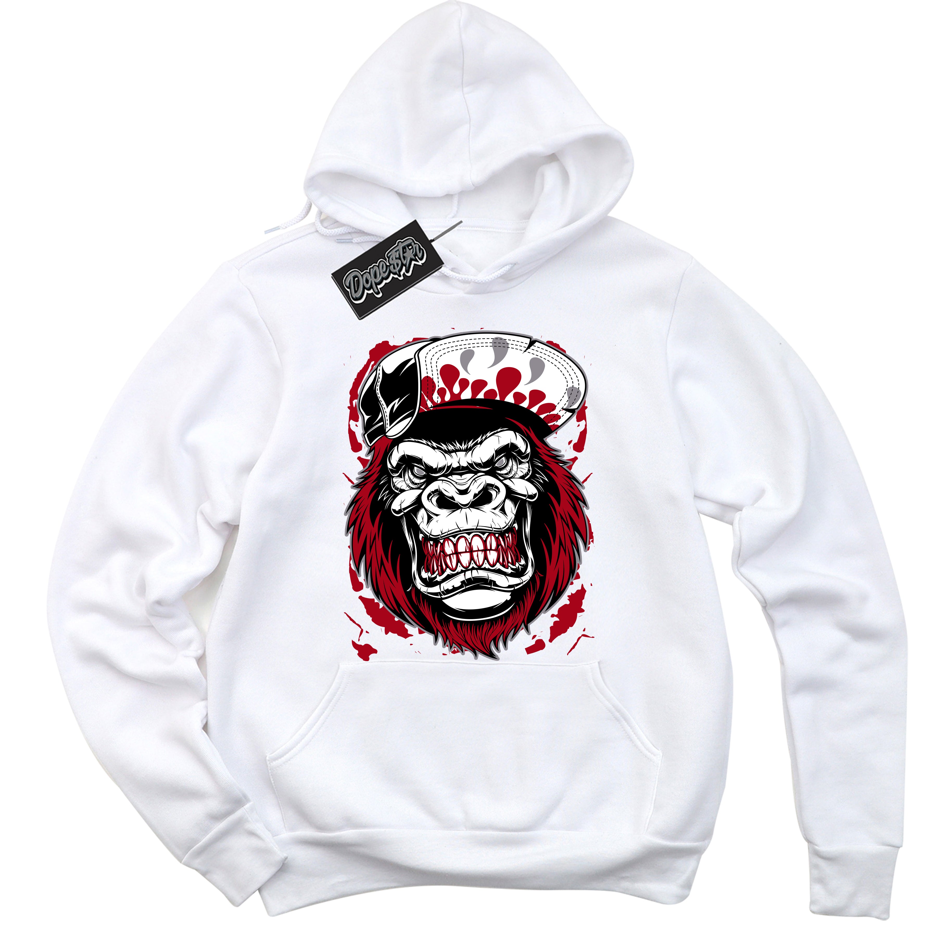 Cool White Hoodie with “ Gorilla Beast ” design that Perfectly Matches Bred Reimagined 4s Jordans.