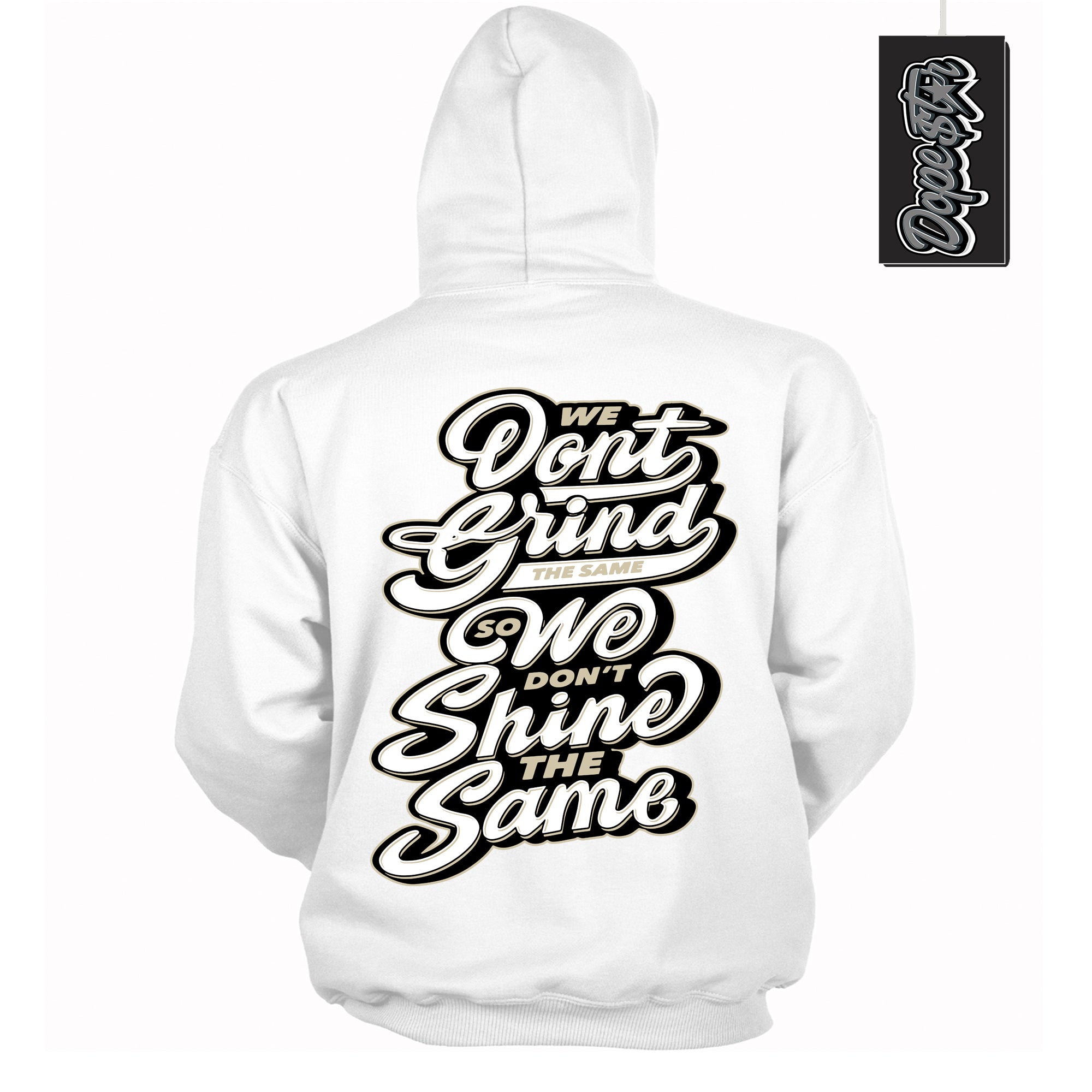 Cool White Hoodie with “ Grind Shine ” design that Perfectly Matches Gratitude 11s Sneakers.