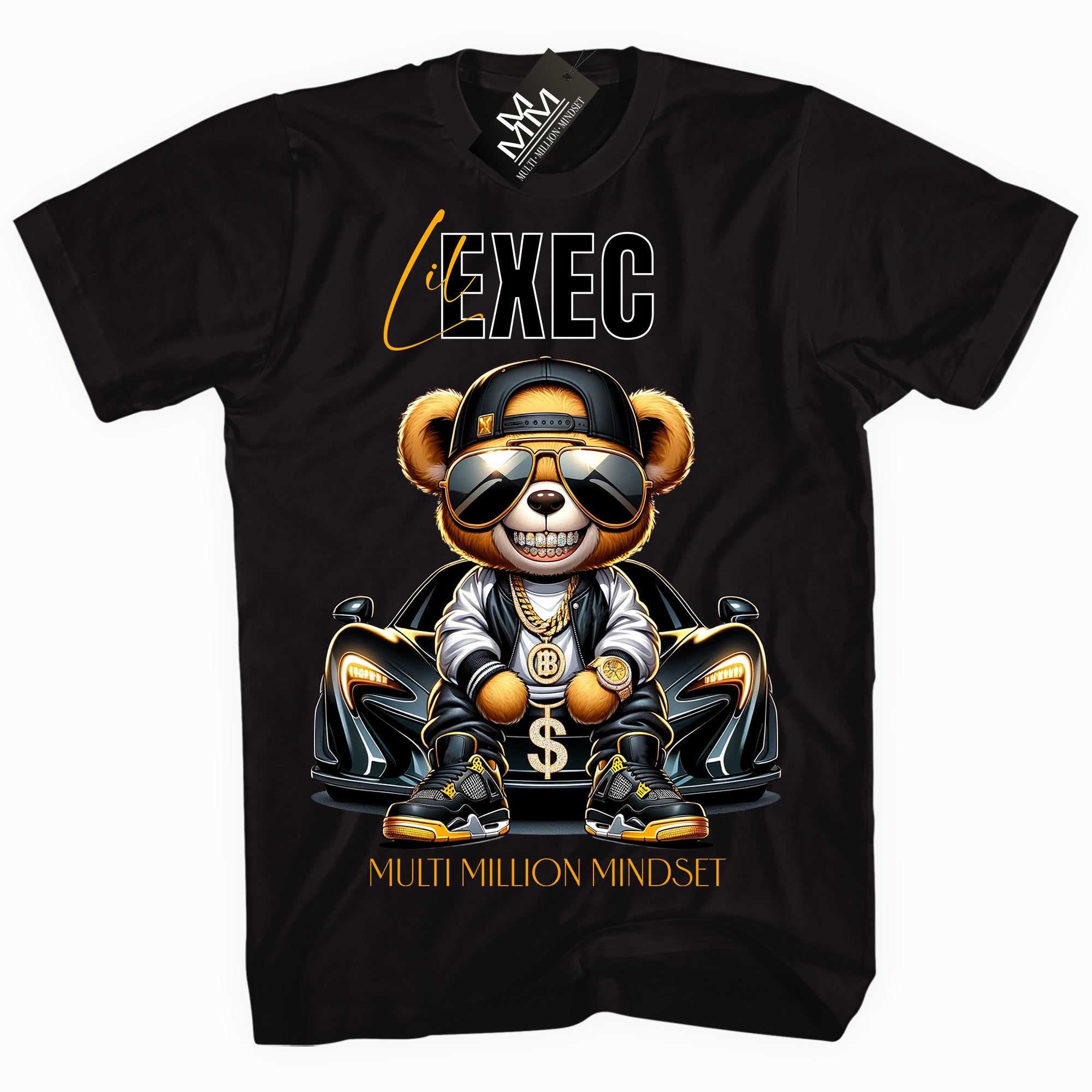 Mind Blowin lil EXEC® Grindin Hard Graphic Black Tee By Multi Million Mindset®