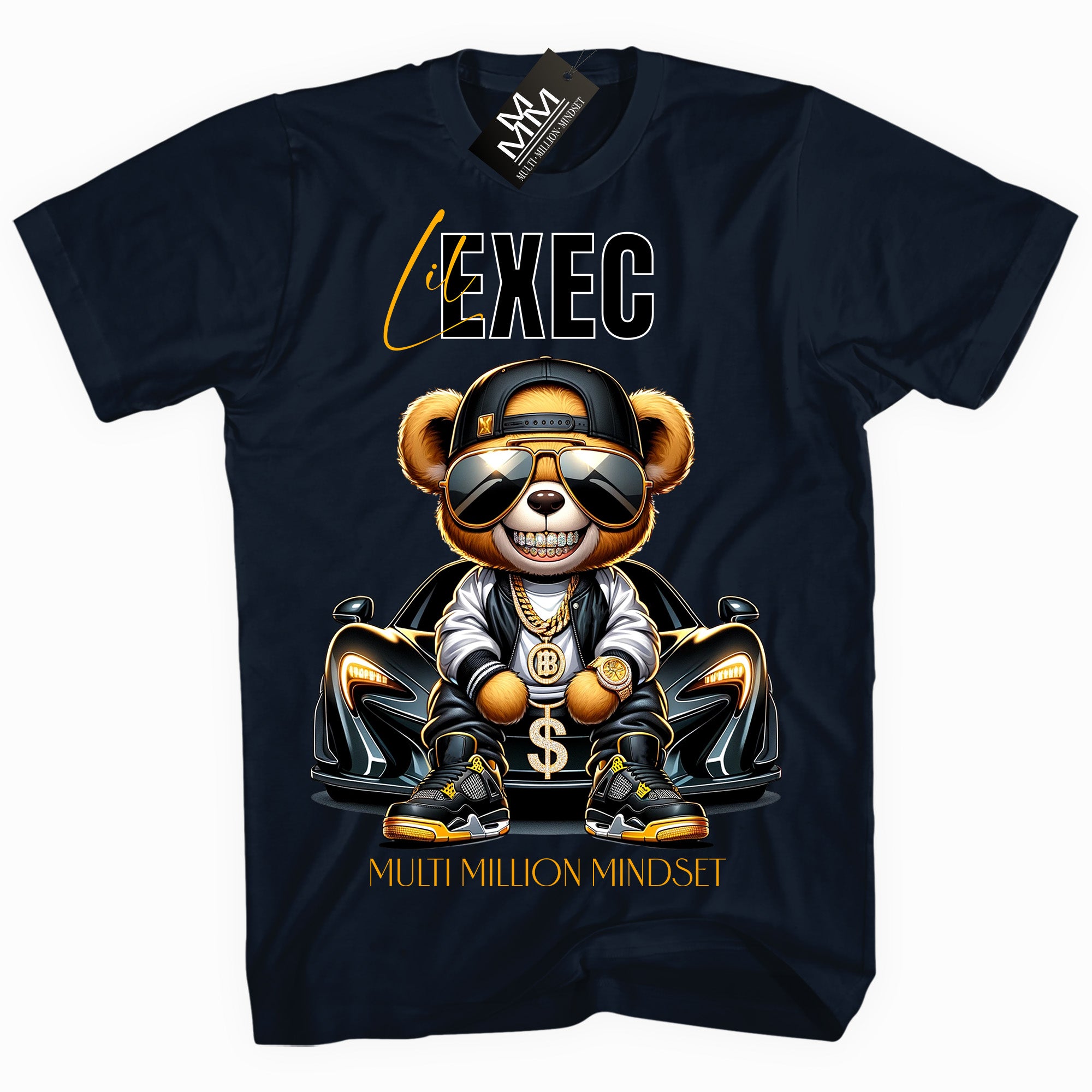 Mind Blowin lil EXEC® Grindin Hard Graphic Navy Tee By Multi Million Mindset®