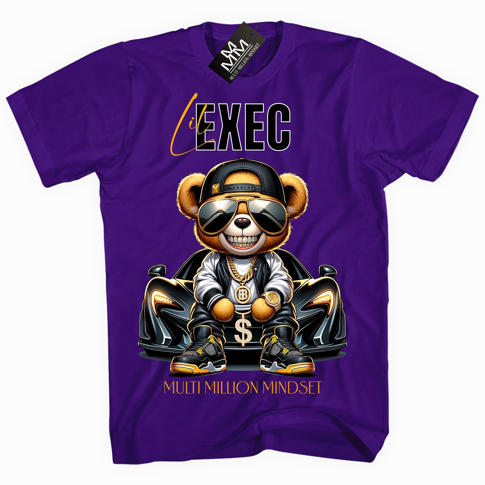 Mind Blowin lil EXEC® Grindin Hard Graphic Purple Tee By Multi Million Mindset®