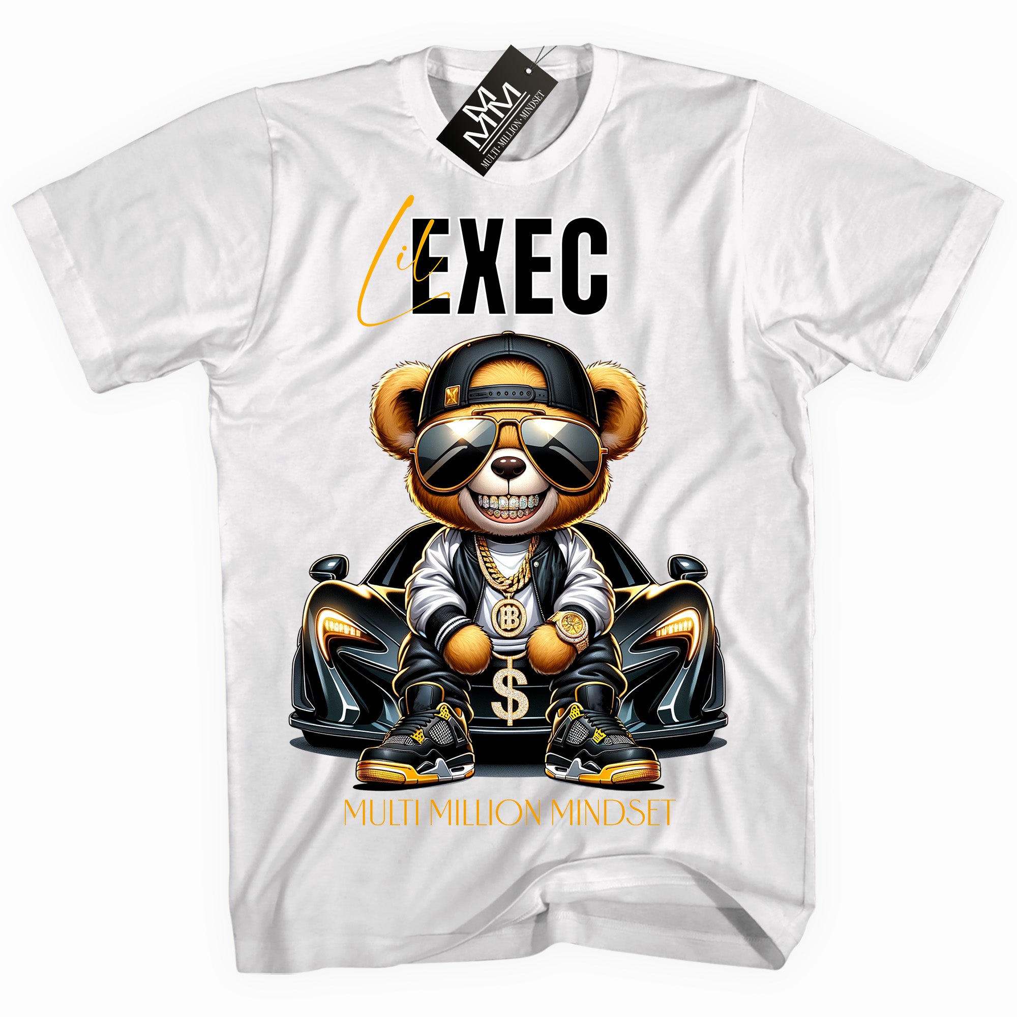 Mind Blowin lil EXEC® Grindin Hard Graphic White Tee By Multi Million Mindset®