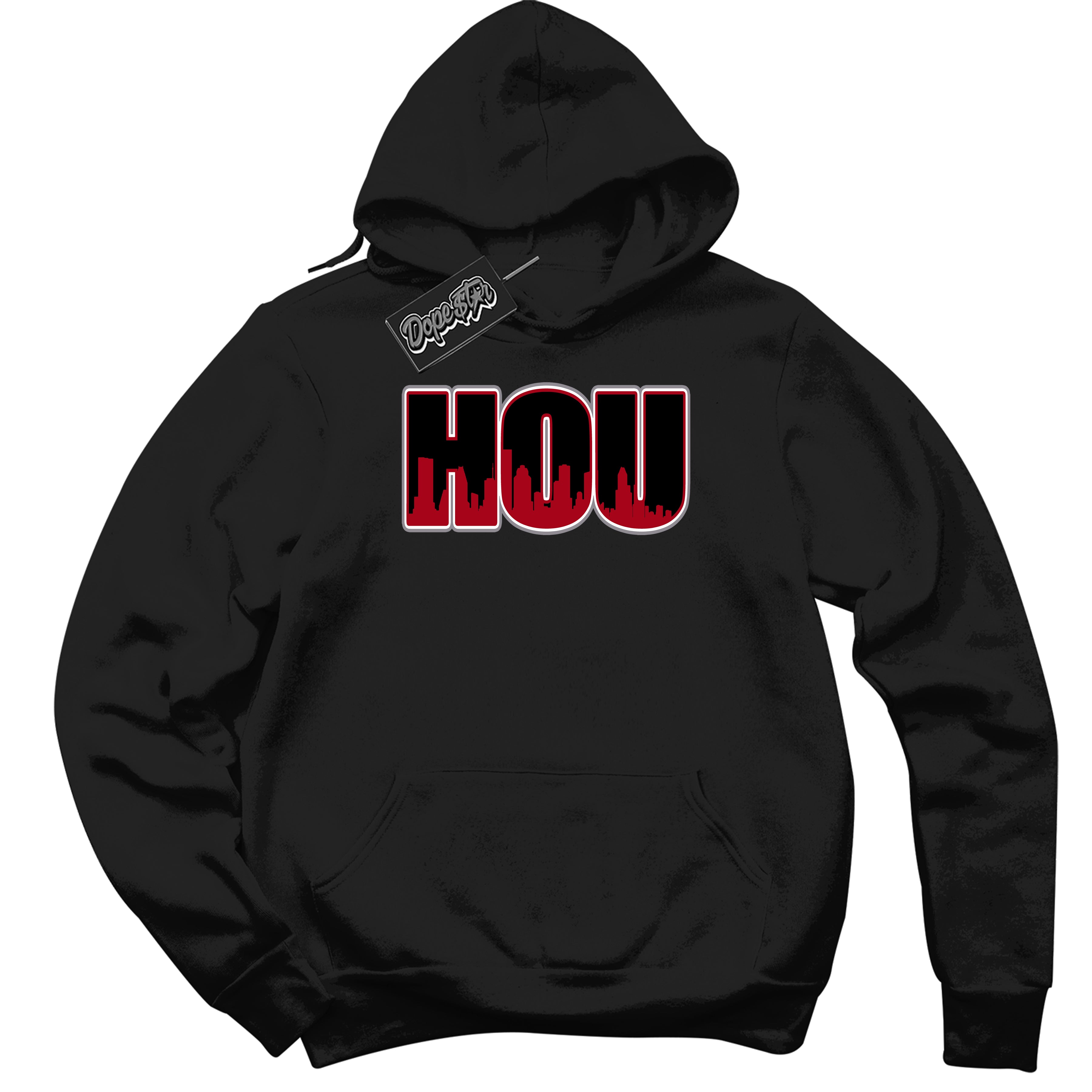 Cool Black Hoodie with “ Houston ” design that Perfectly Matches Bred Reimagined 4s Jordans.