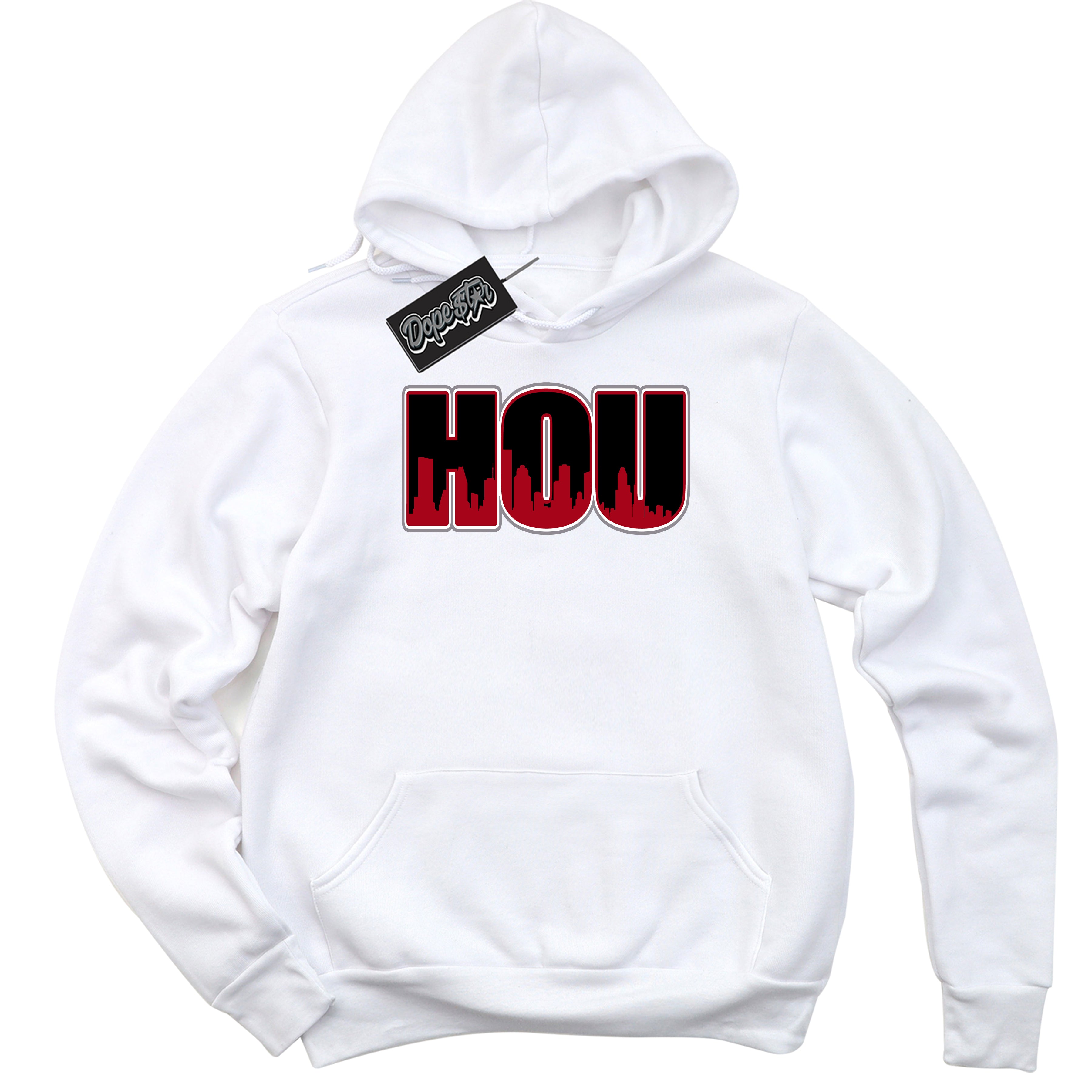 Cool White Hoodie with “ Houston ” design that Perfectly Matches Bred Reimagined 4s Jordans.