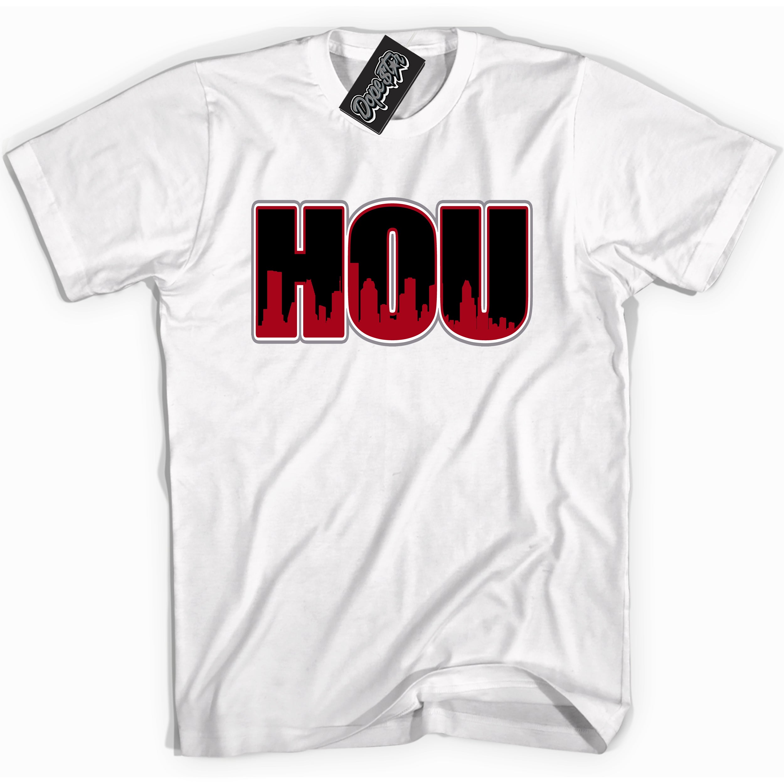 Cool White Shirt with “ Houston” design that perfectly matches Bred Reimagined 4s Jordans.