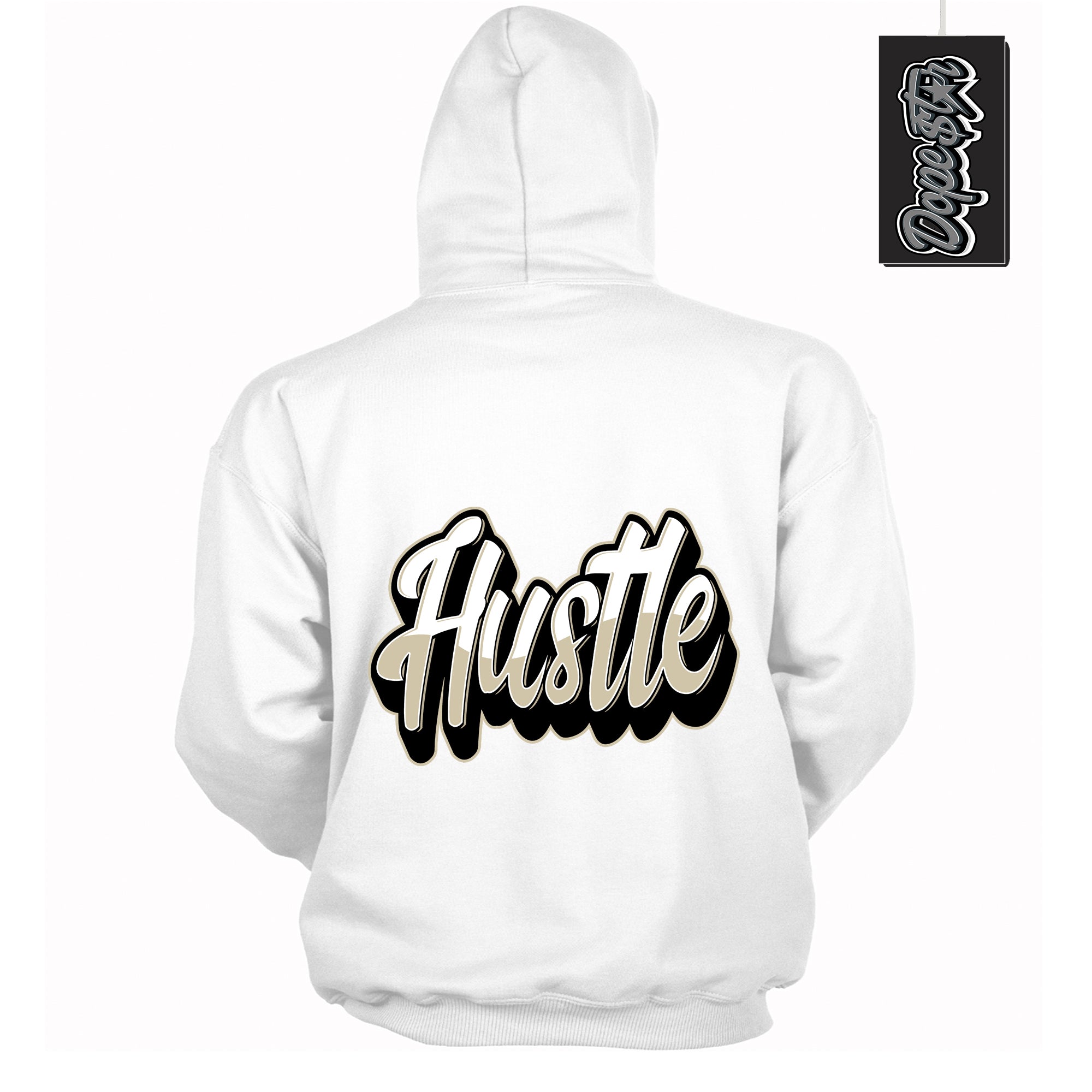 Cool White Hoodie with “ Hustle ” design that Perfectly Matches Gratitude 11s Sneakers.