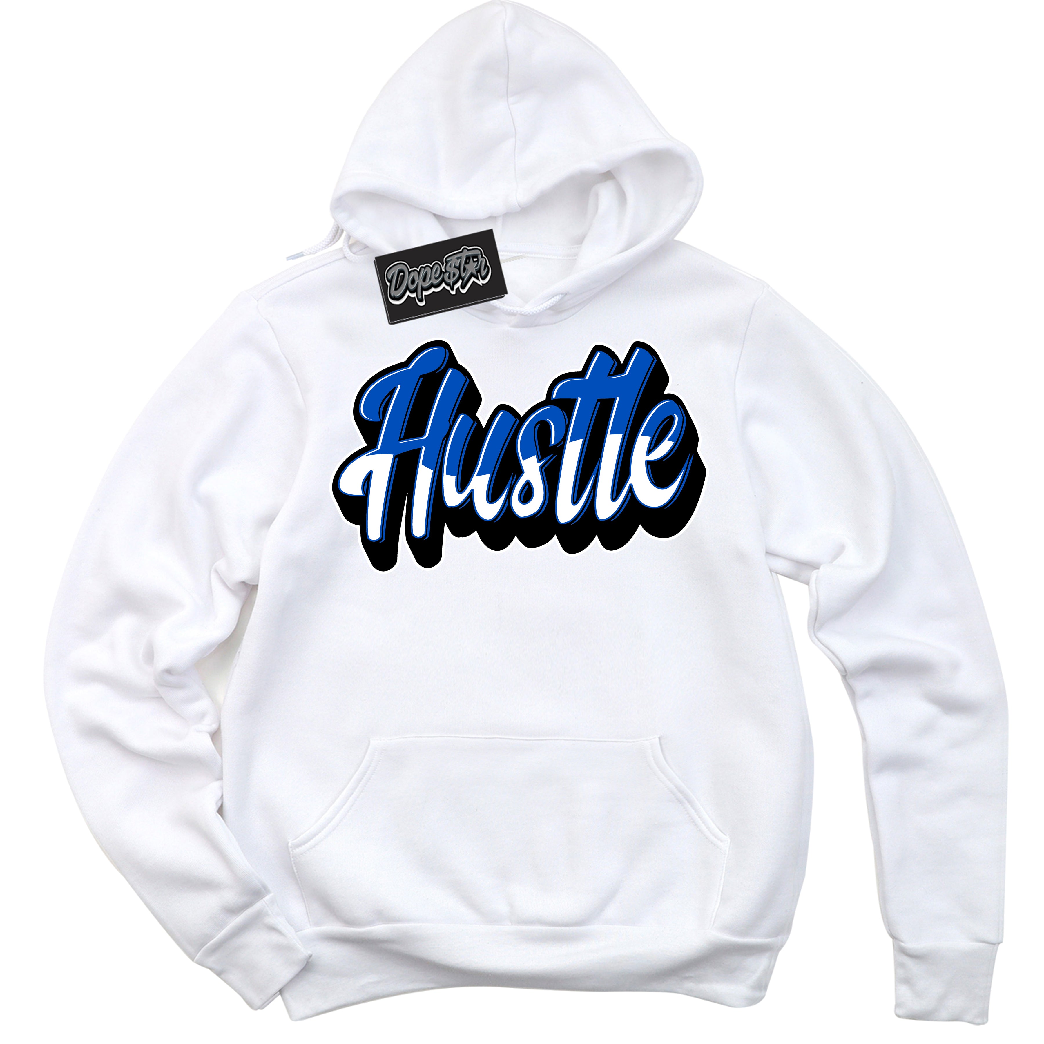 Dunk Low Astronomy Blue 'Hustle' Hoodie – White Streetwear Sweatshirt | Sneaker Matching Hoodie for Dunk Low Astronomy Blue | Men's & Women's Streetwear Outfit by Sneaker Shirts Outlet.