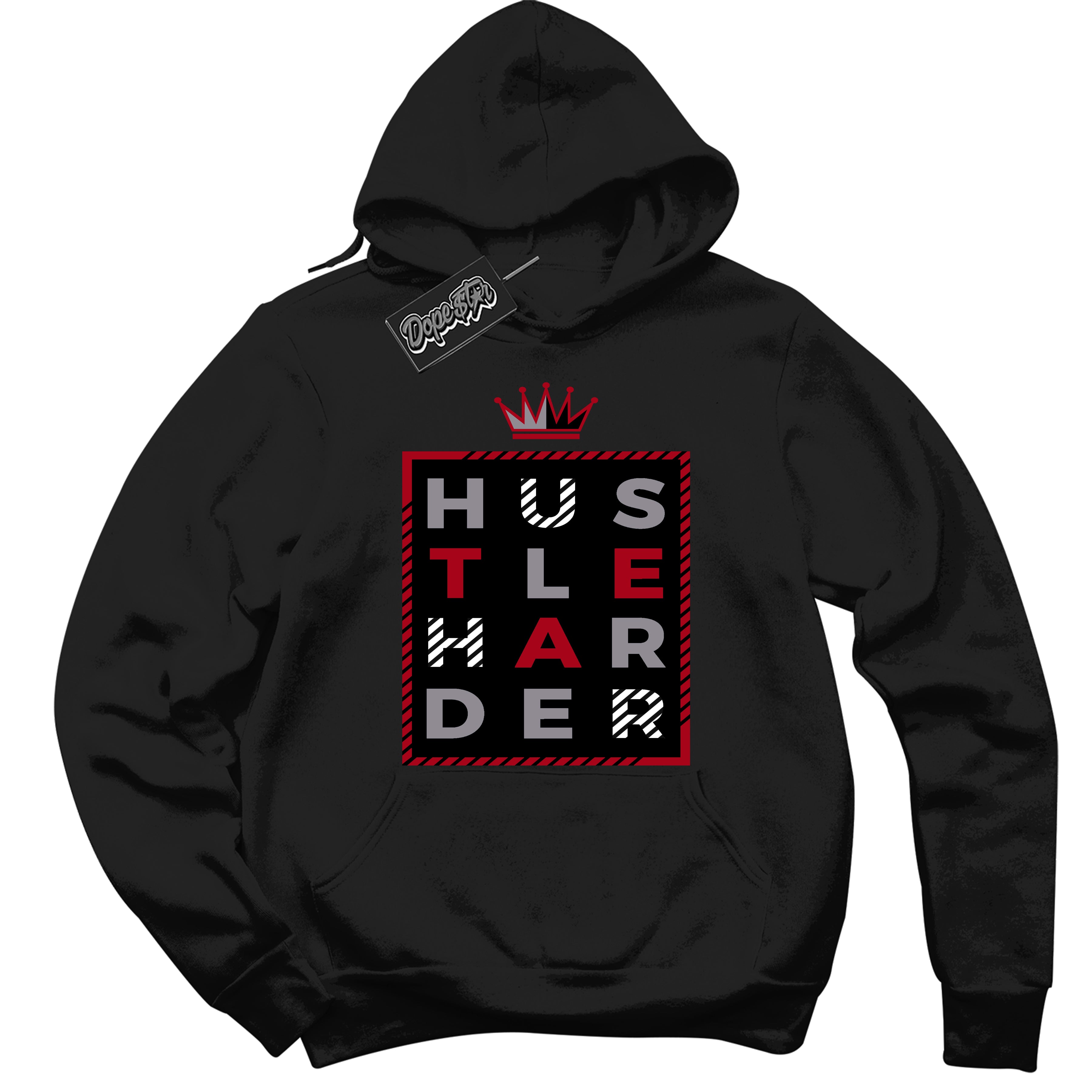 Cool Black Hoodie with “ Hustle Harder ” design that Perfectly Matches Bred Reimagined 4s Jordans.