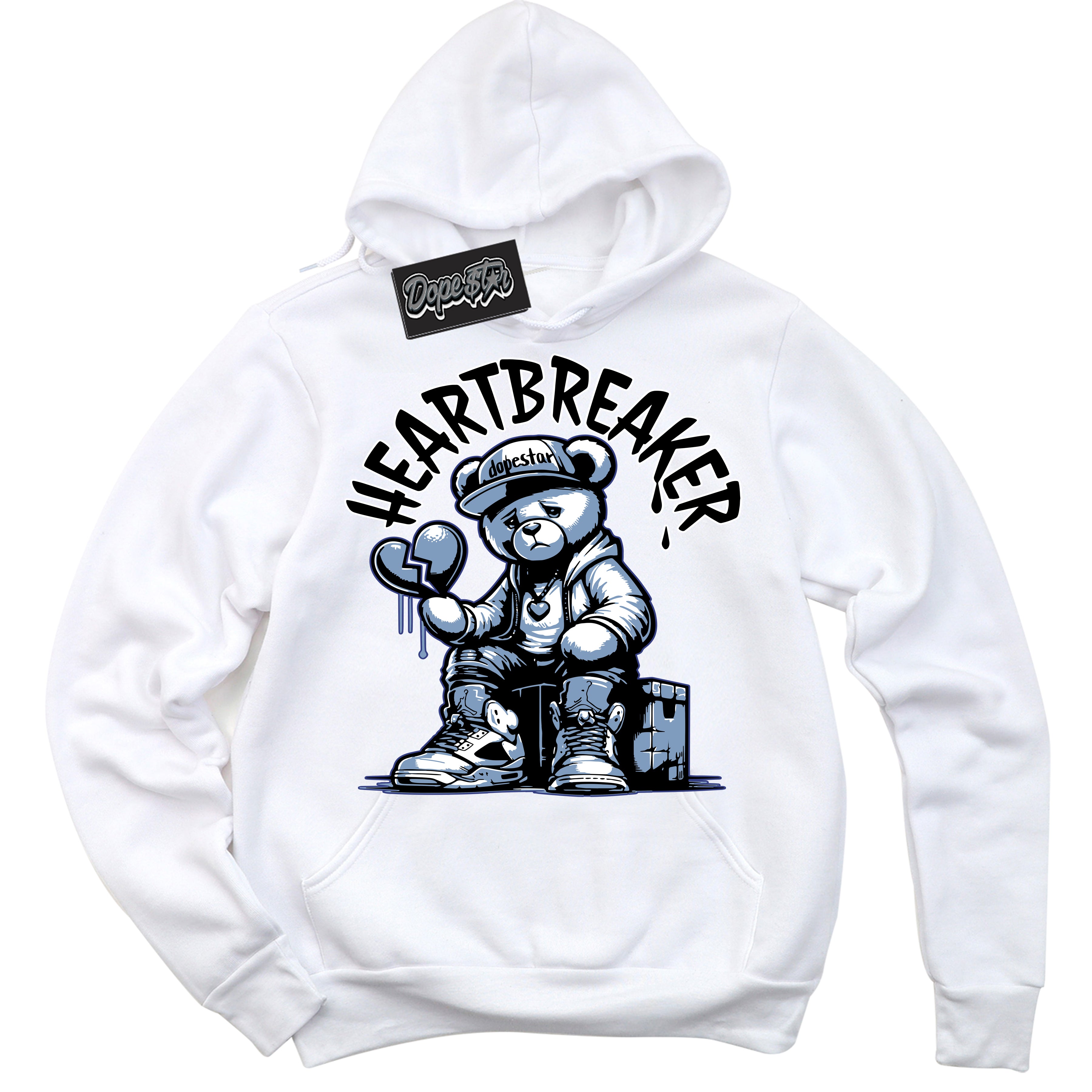 Cool White Hoodie with “ Heartbreaker Bear ” design that Perfectly Matches Reverse Oreo 6s Sneakers.
