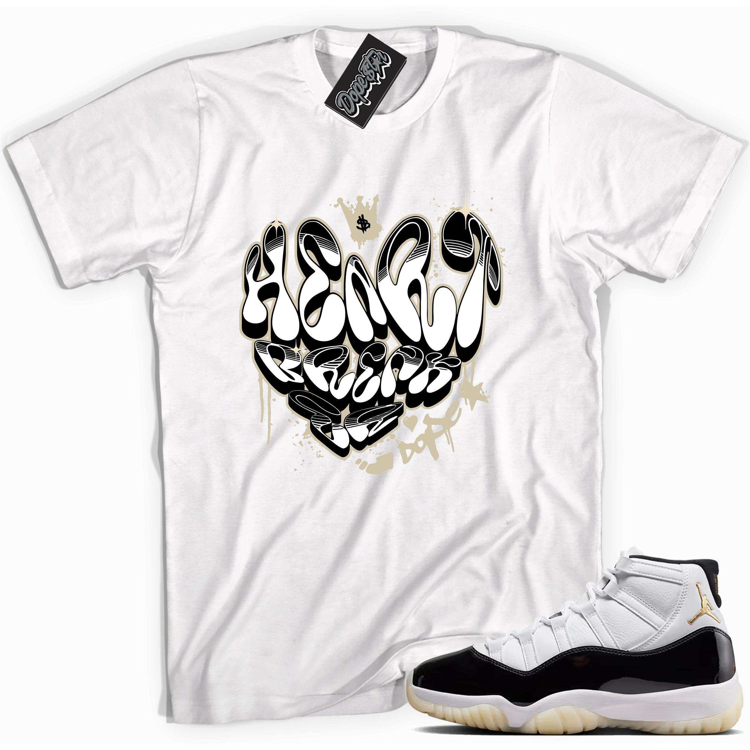 Cool White graphic tee with “ Heartbreaker Graffiti ” print, that perfectly matches AIR JORDAN 11 RETRO GRATITUDE sneakers
